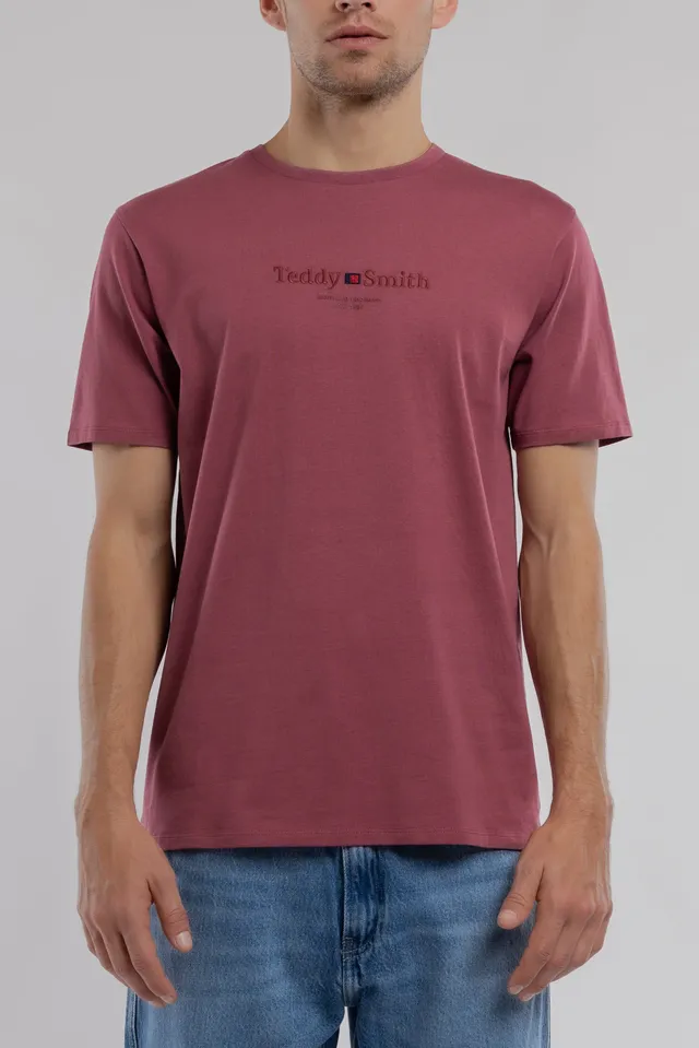 Teddy Smith T-Jim MC t-shirt framboise foncé homme col rond