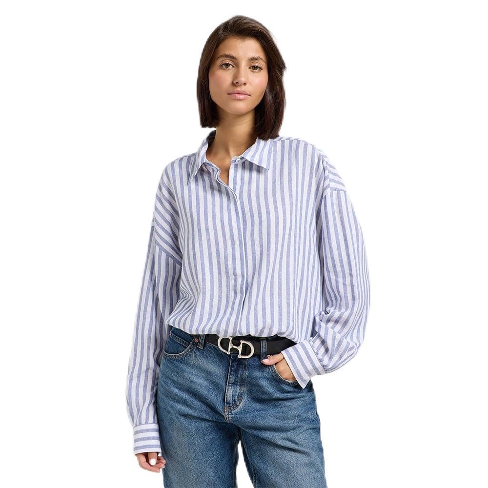 Lee Elasticated Shirt chemise slim femme XL rayures roses