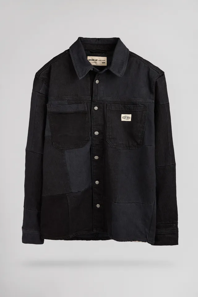 Teddy Smith C-Chicago chemise denim oversize noir gris coton