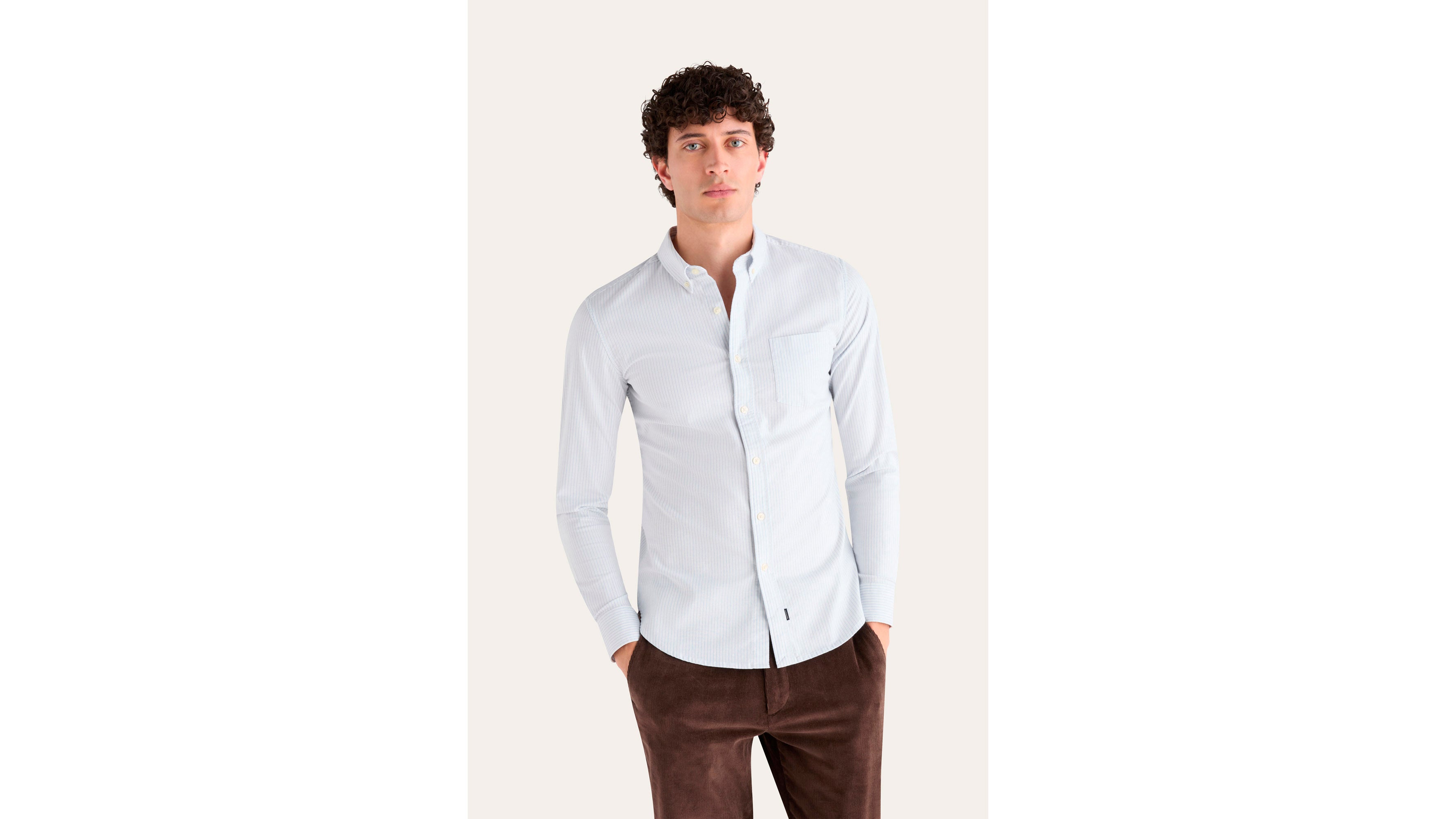 Dockers Oxford Chemise Slim Bleue Stretch Bureau