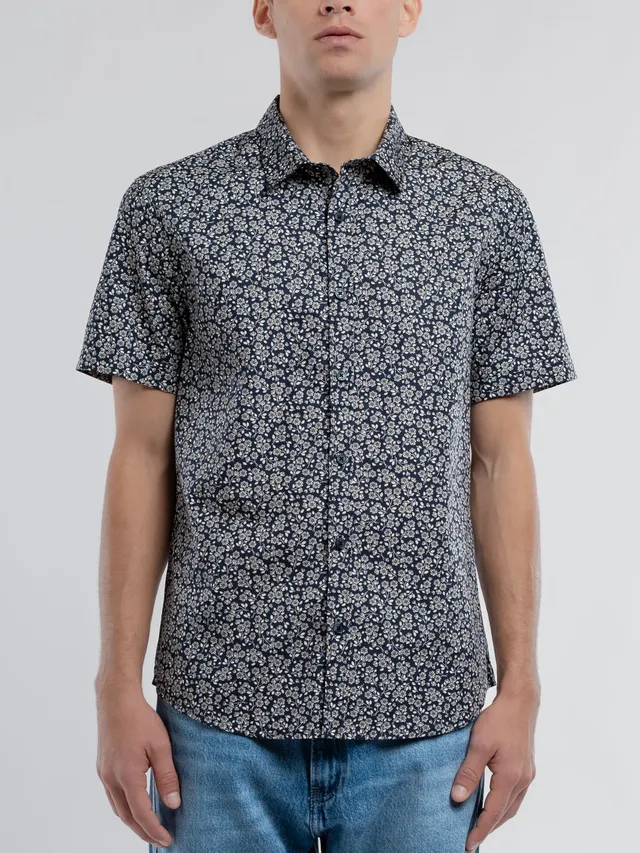 Teddy Smith Cut 2 MC chemise homme bleu slim manches courtes
