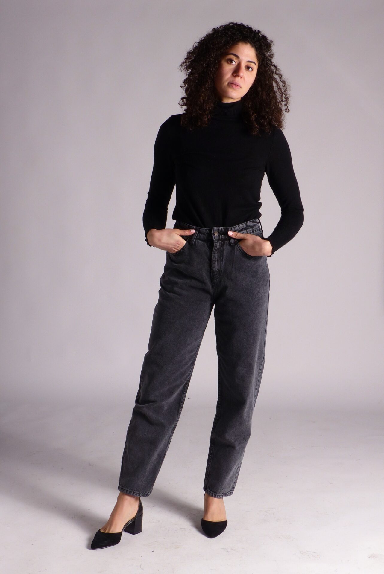 AA Spontané Rétro Mom 80's jean mom noir délavé 100% coton