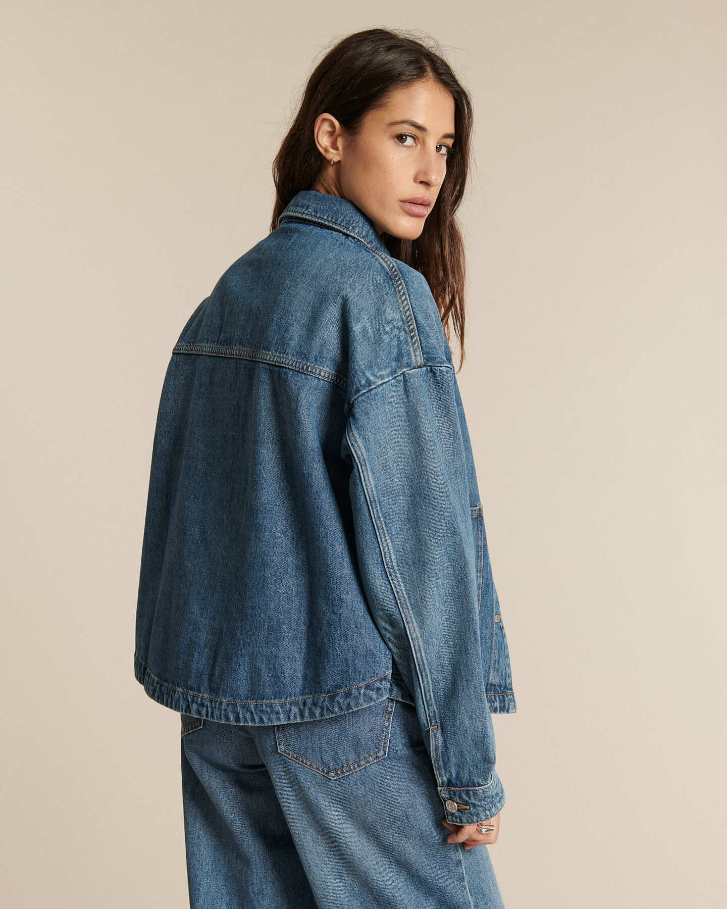 Labdip Betty IN 30 Mid Blue veste worker jean bleu ample
