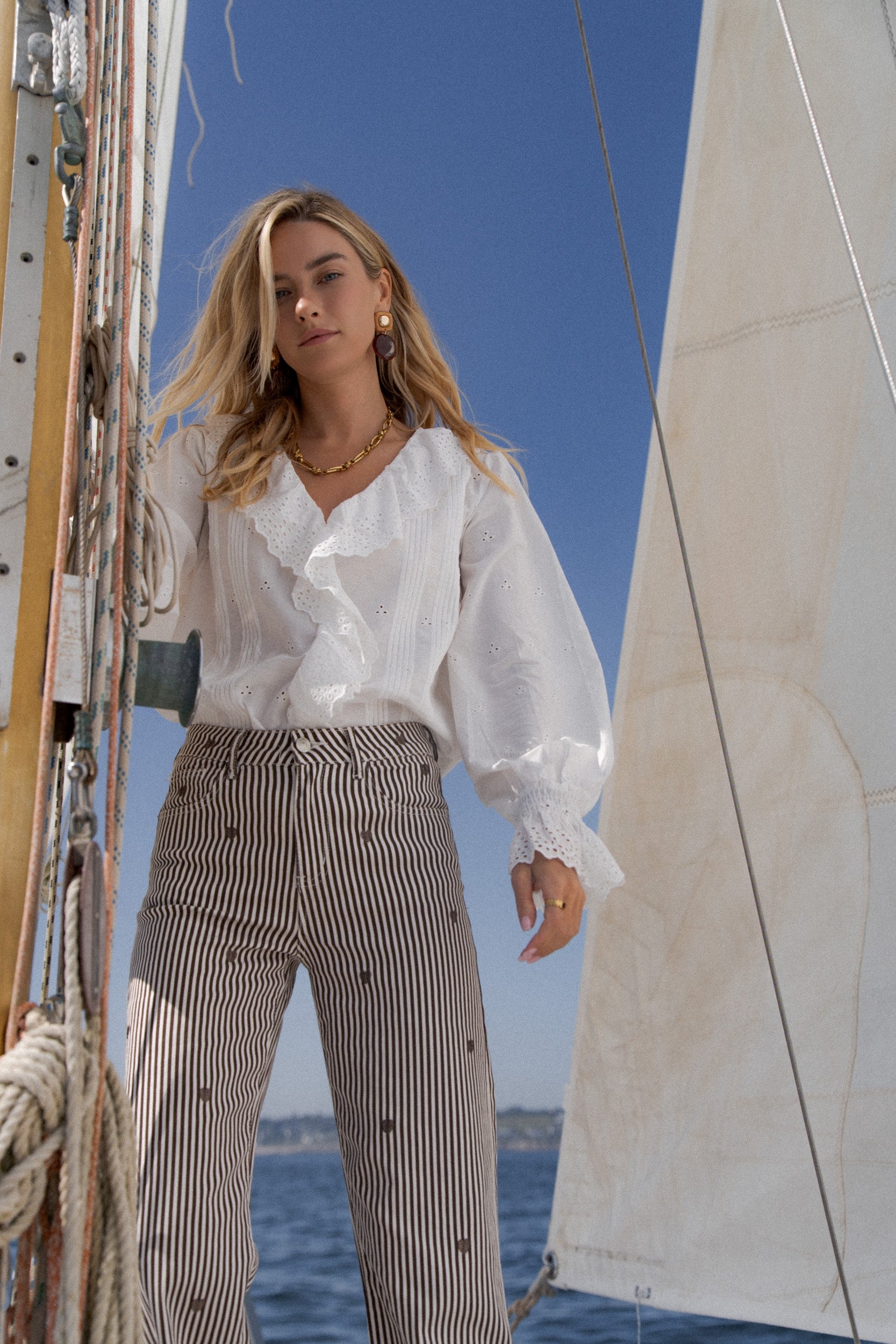 Maison Onado Claire jean wide leg brodé coton