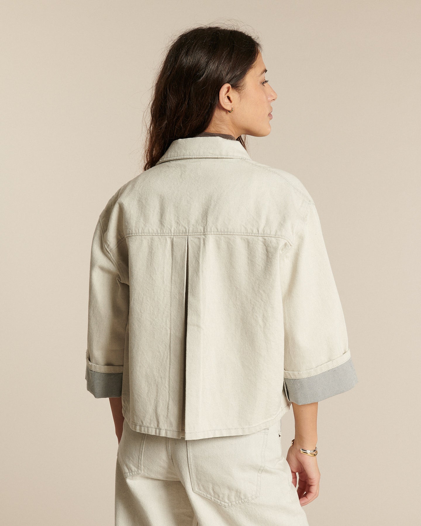 Labdip Belem veste en jean courte undyed granit coton