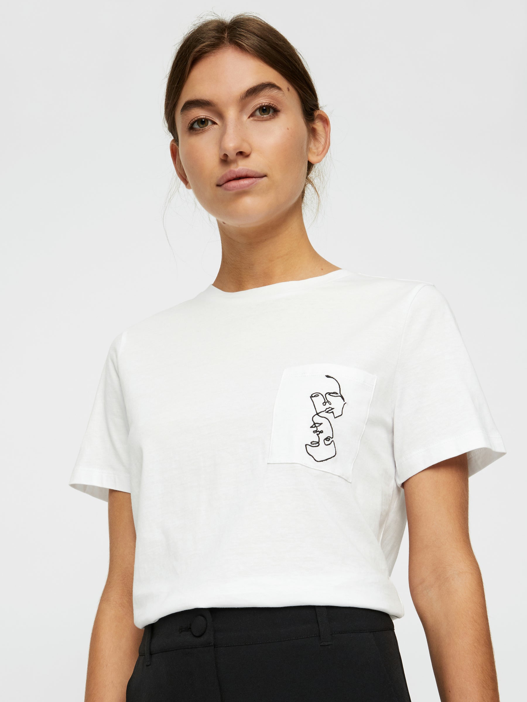 Noisy May t-shirt classique poche poitrine brodée