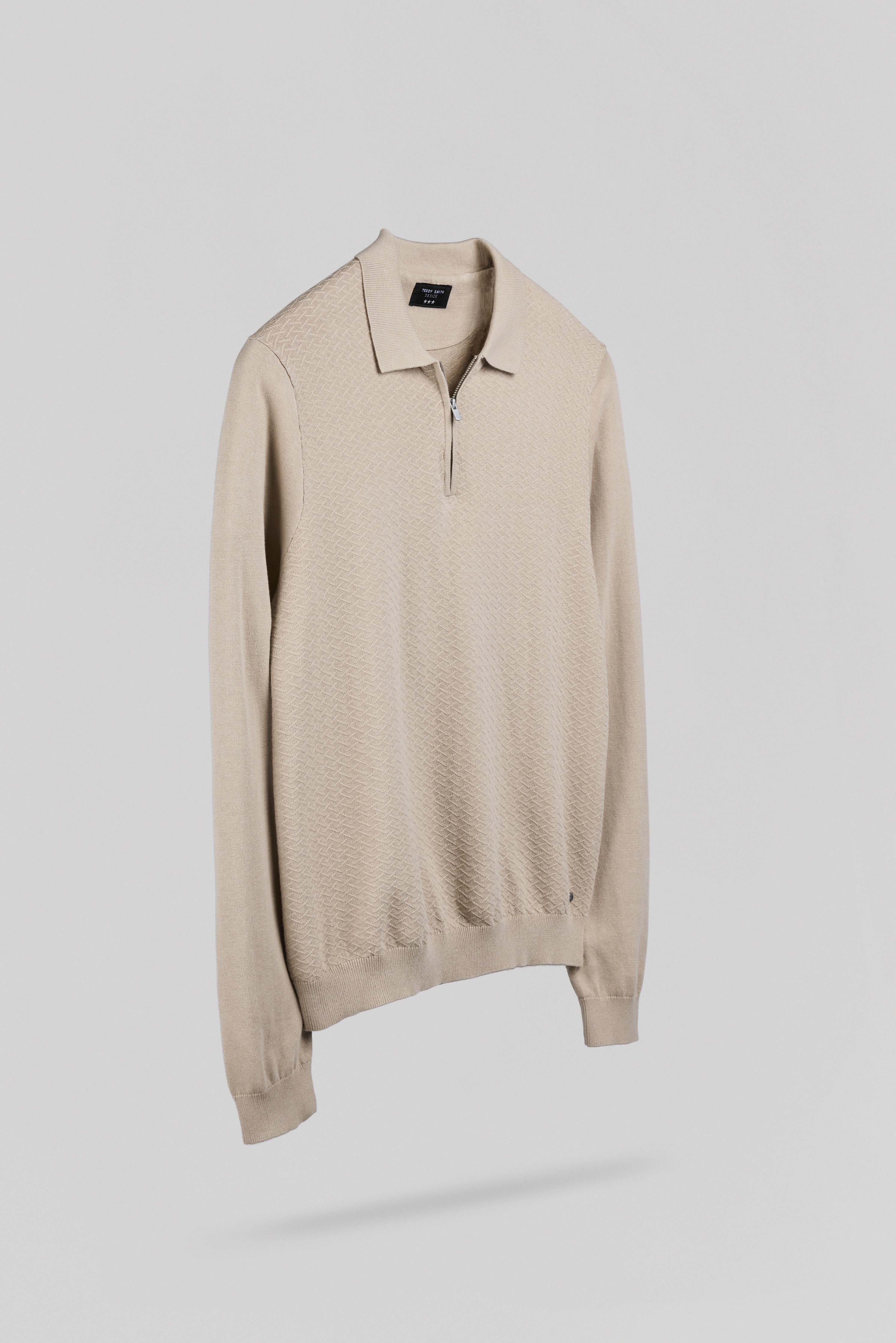 Teddy Smith P-Lynn polo manches longues beige lin coton