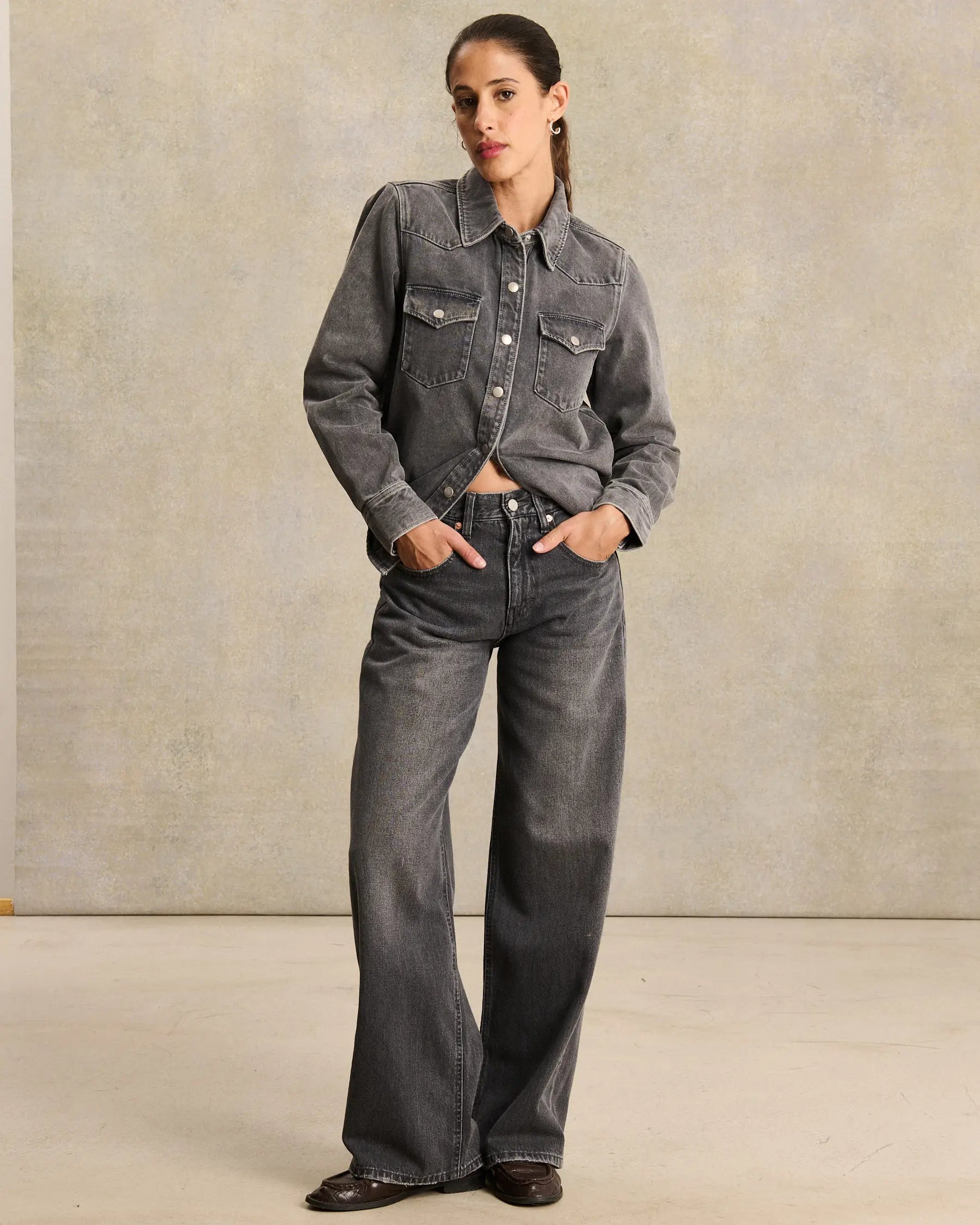 Labdip Dalia Denim Light Grey chemise gris clair ajustée