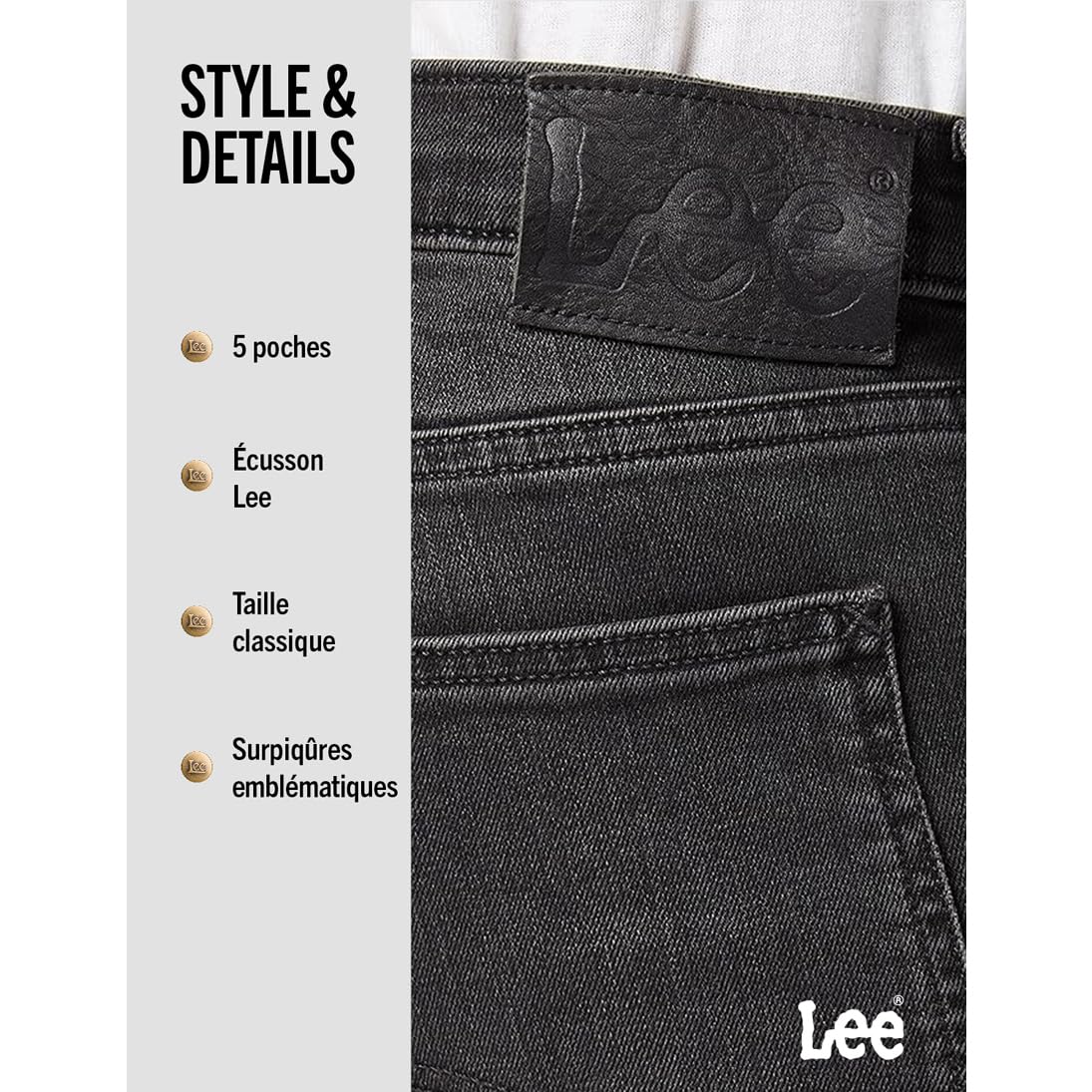 Lee Luke jean droit homme Moto Grey 29W/34L