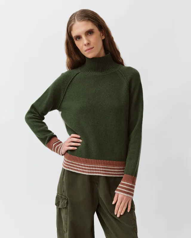 DIEGA PALIAMO pull kaki écru camel maille hiver