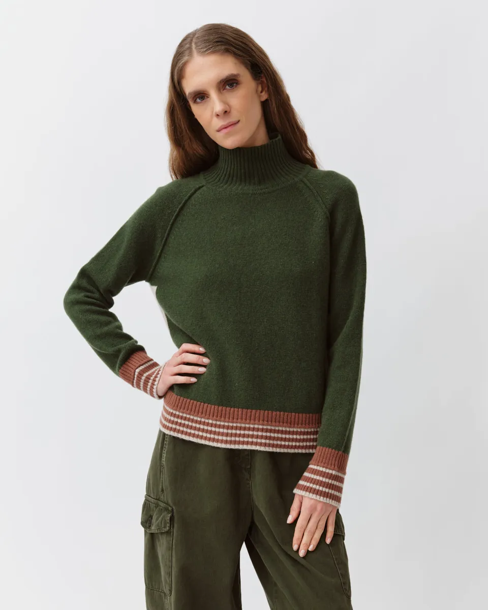 DIEGA PALIAMO pull kaki écru camel maille hiver