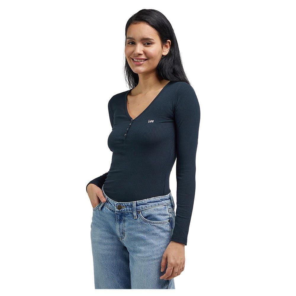 Lee Ls Henley t-shirt femme Midcentury Blue manches longues