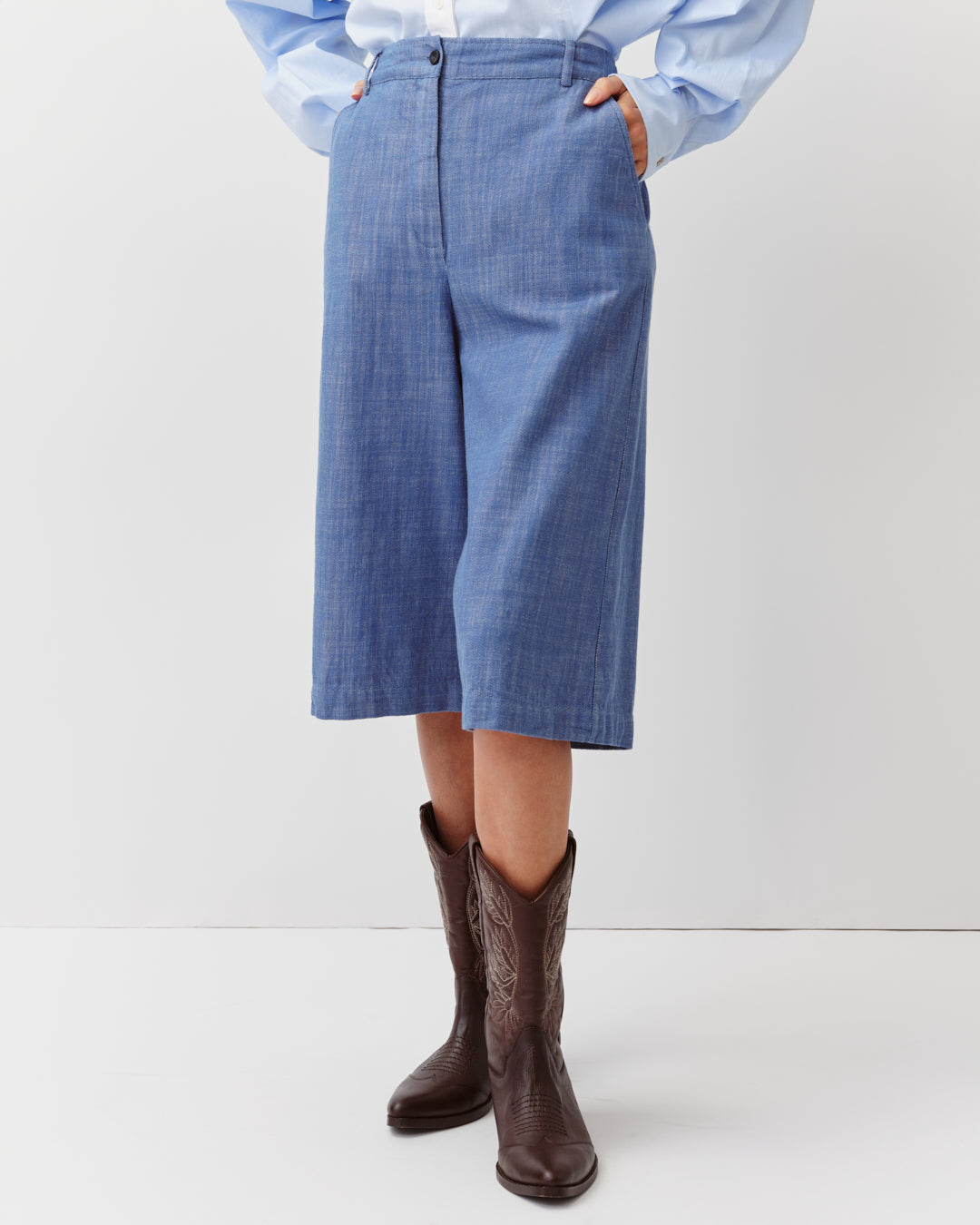 DIEGA Bilbao bermuda droit bleu longueur genou