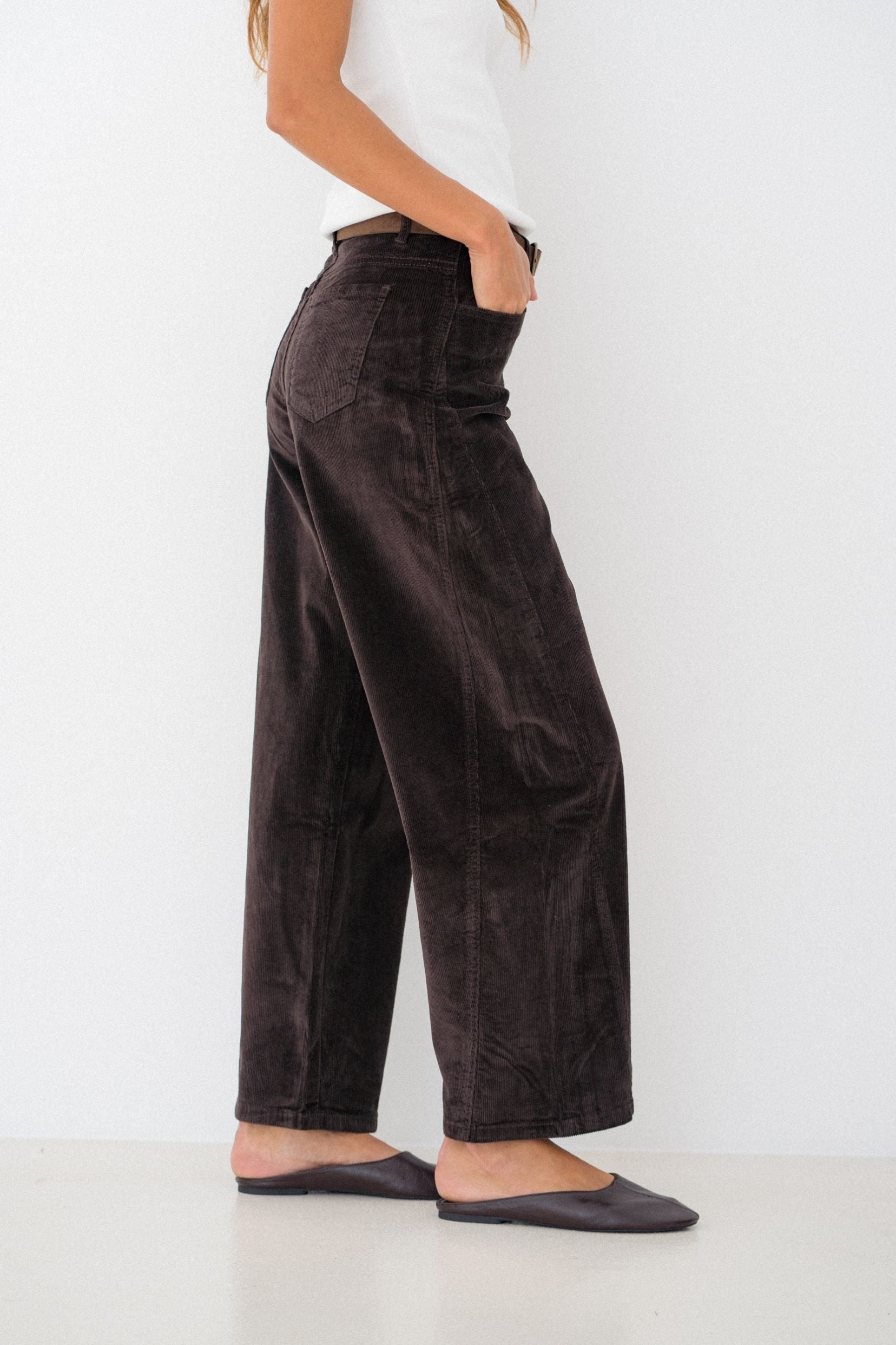 Maison Onado Karine pantalon velours chocolat
