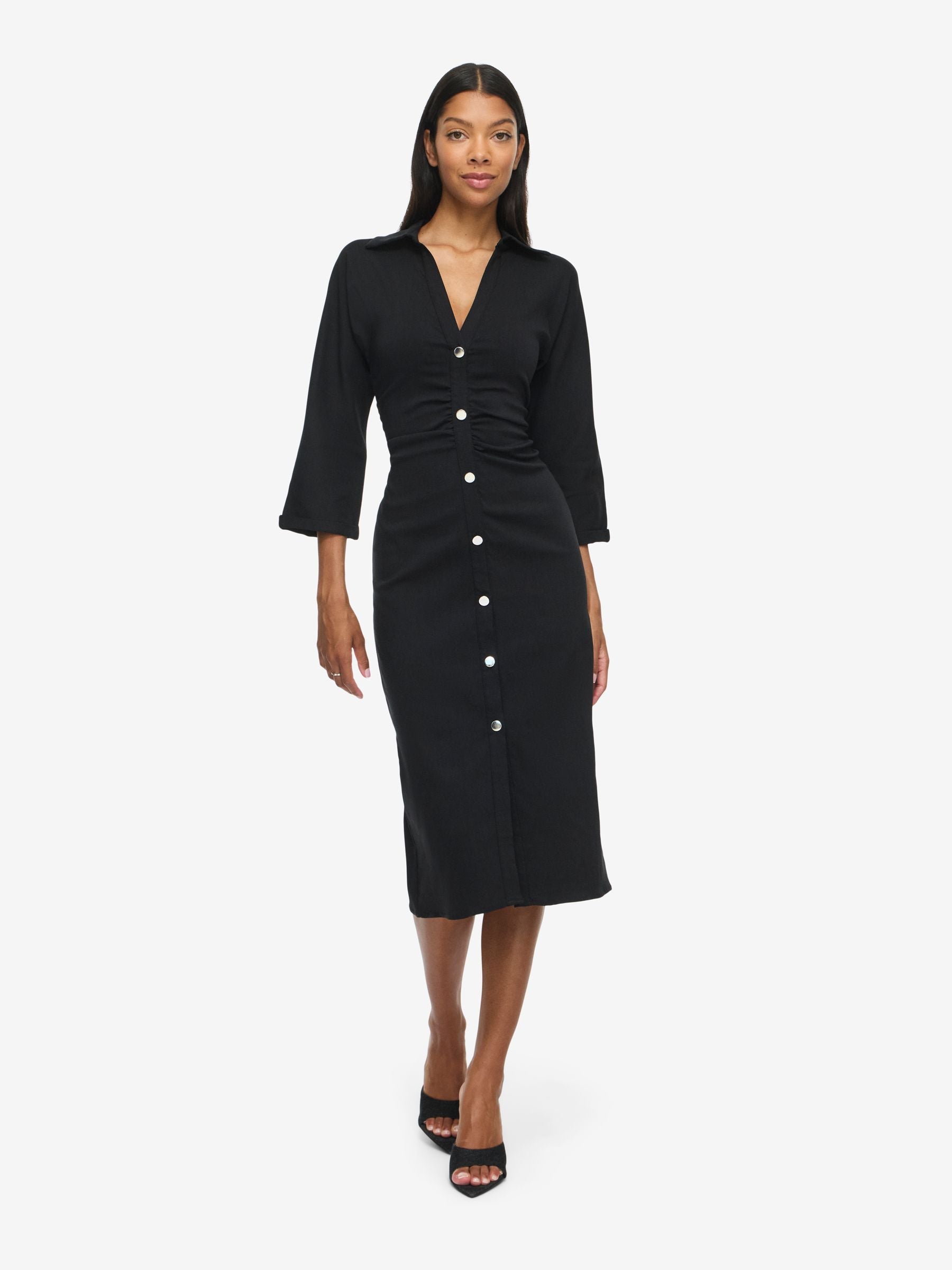 Noisy May Josefina robe chemise midi col V boutons