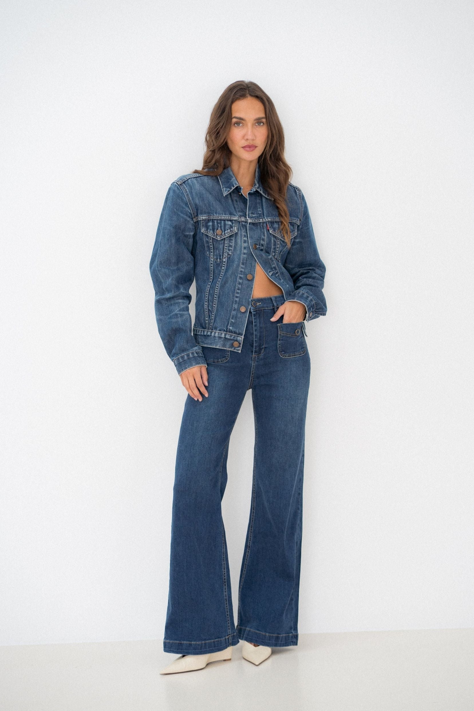 Maison Onado Roxane jean wide bleu délavé poches