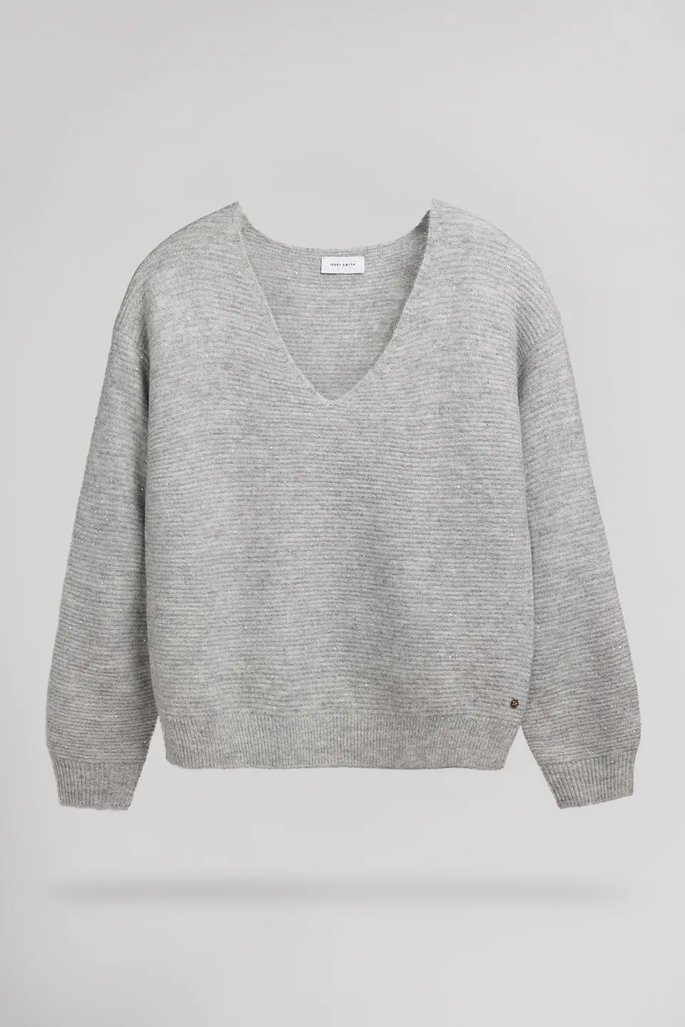 Teddy Smith P-Rachel pull col V gris chiné