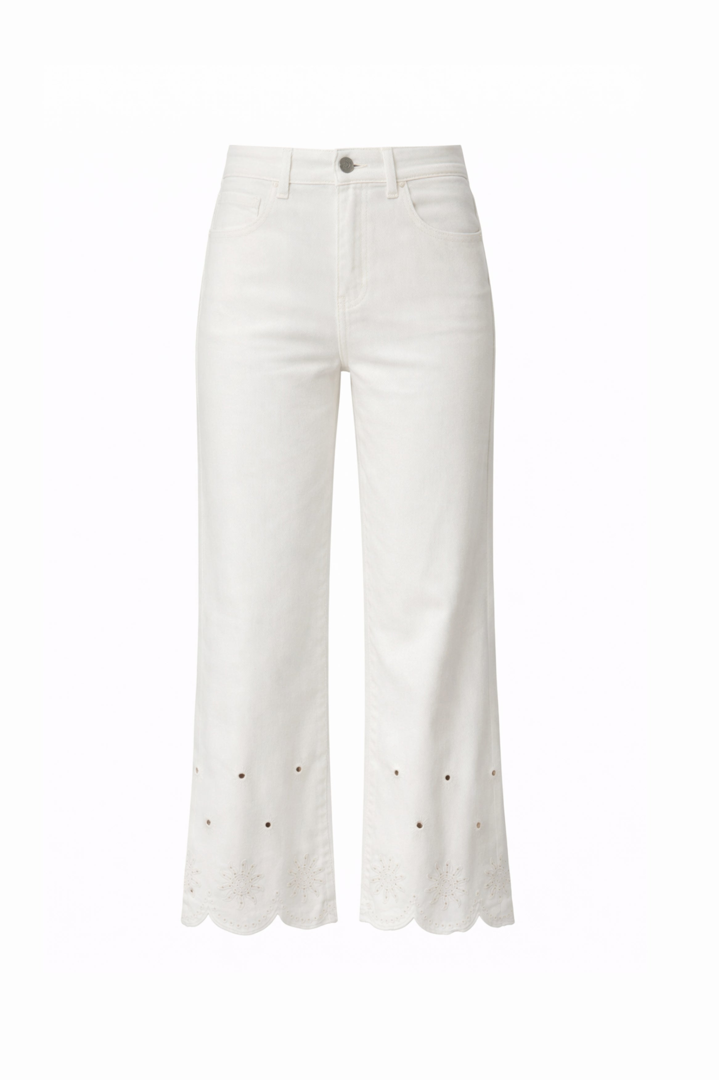 Maison Onado Aure jean wide écru broderie soleil coton