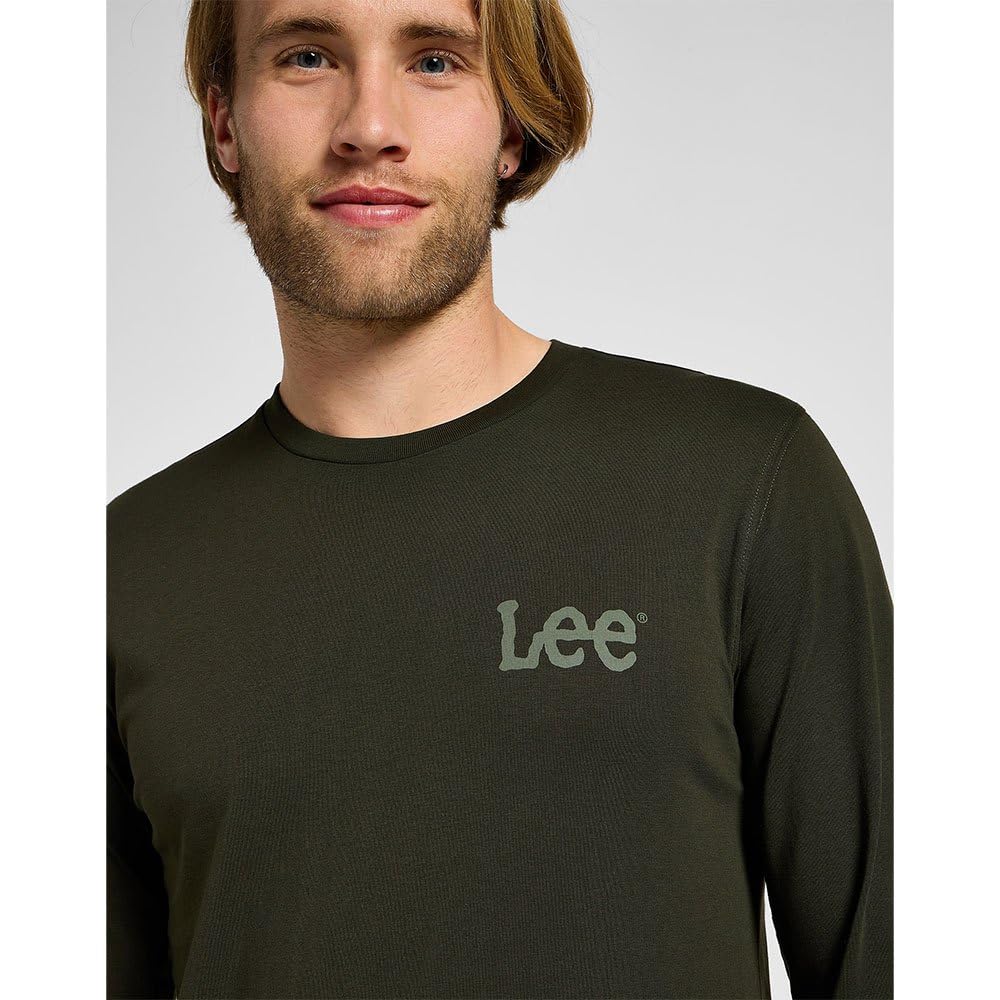 Lee Ls Med Wobbly tee-shirt homme vert olive coupe regular