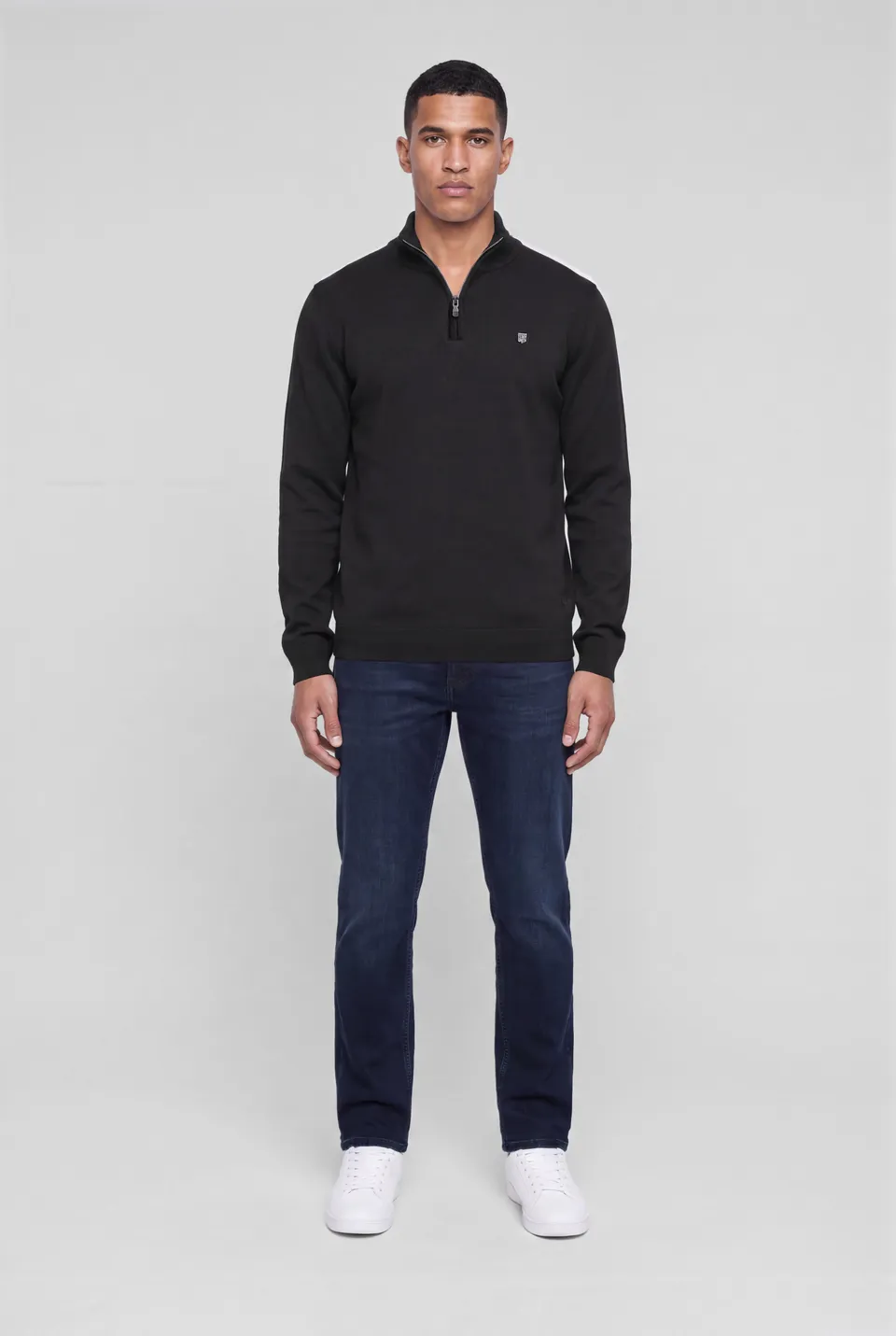 Teddy Smith P-Marty 2 pull col zippé charbon maille fine