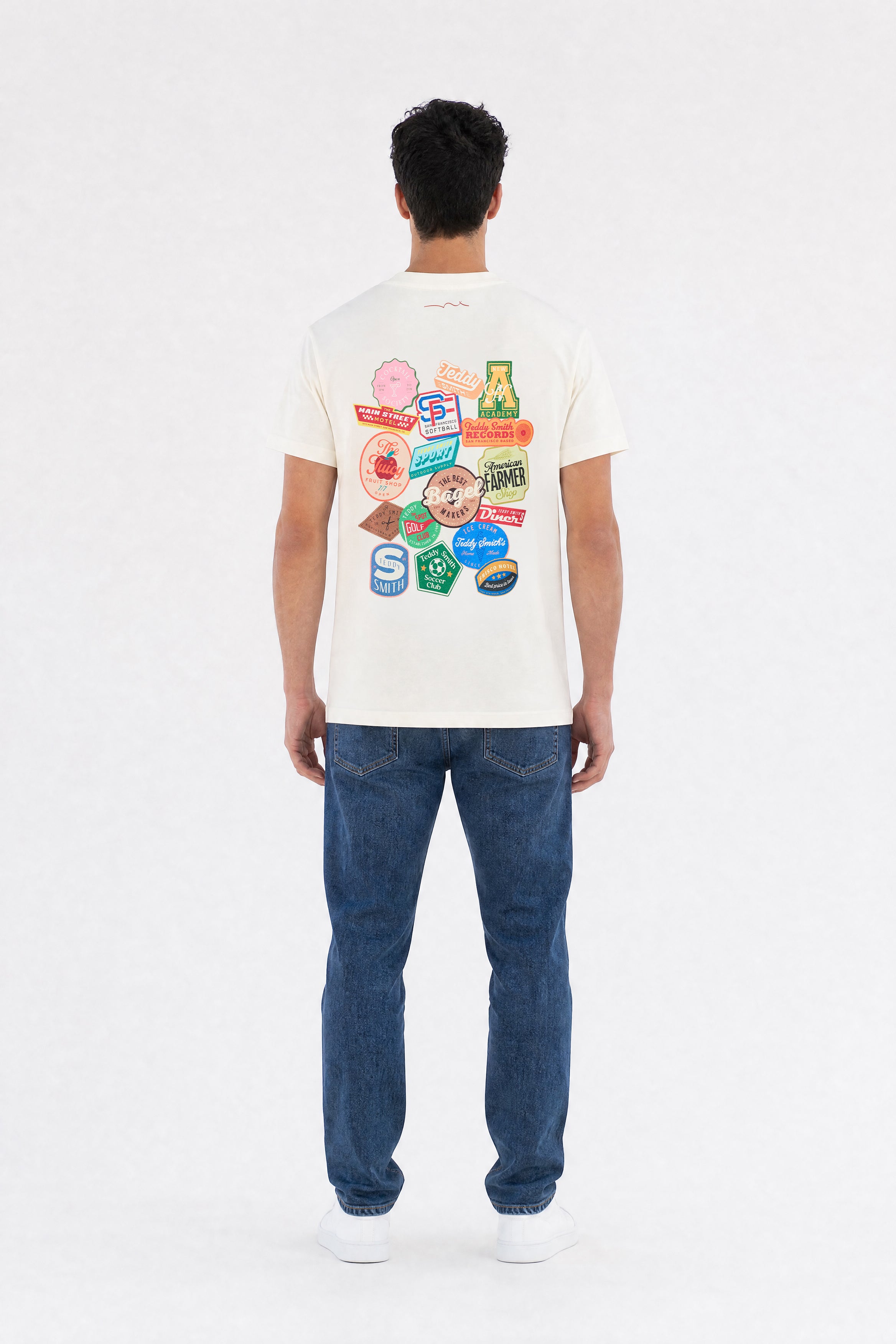Teddy Smith T-Badges MC t-shirt ample middle white coton