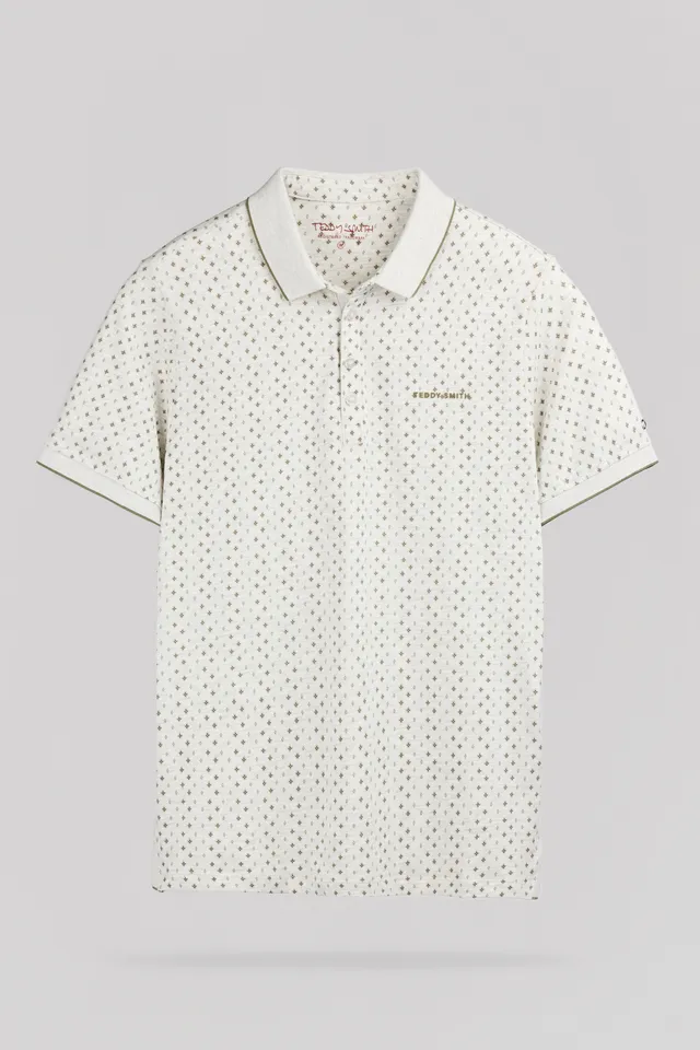 TEDDY SMITH PASY 2 MC polo homme blanc ivoire chiné coton