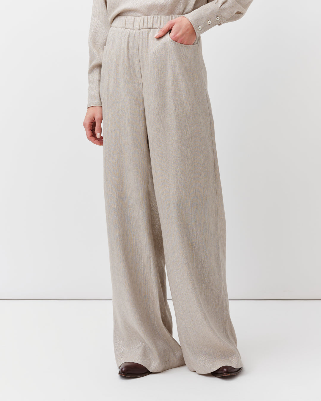 DIEGA PINDO pantalon argent écru éclat discret