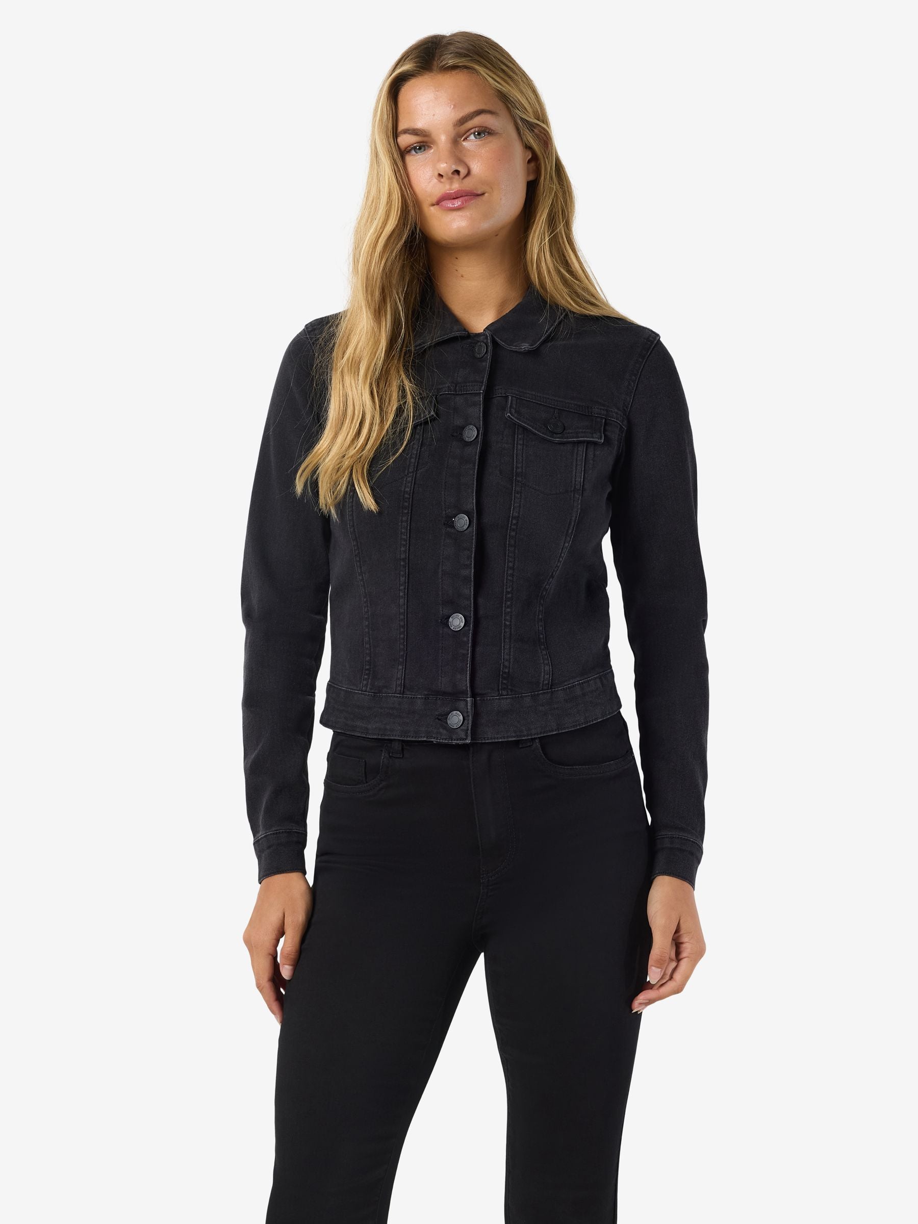 Noisy May veste en jean courte boutons stretch