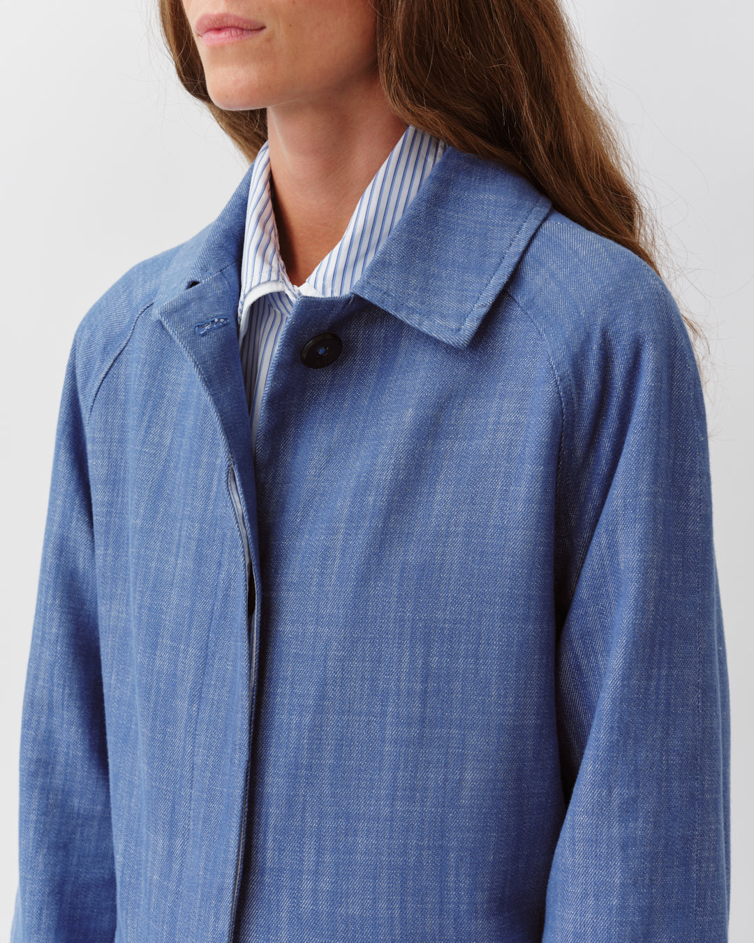 Diega Malazo manteau jean bleu coupe droite