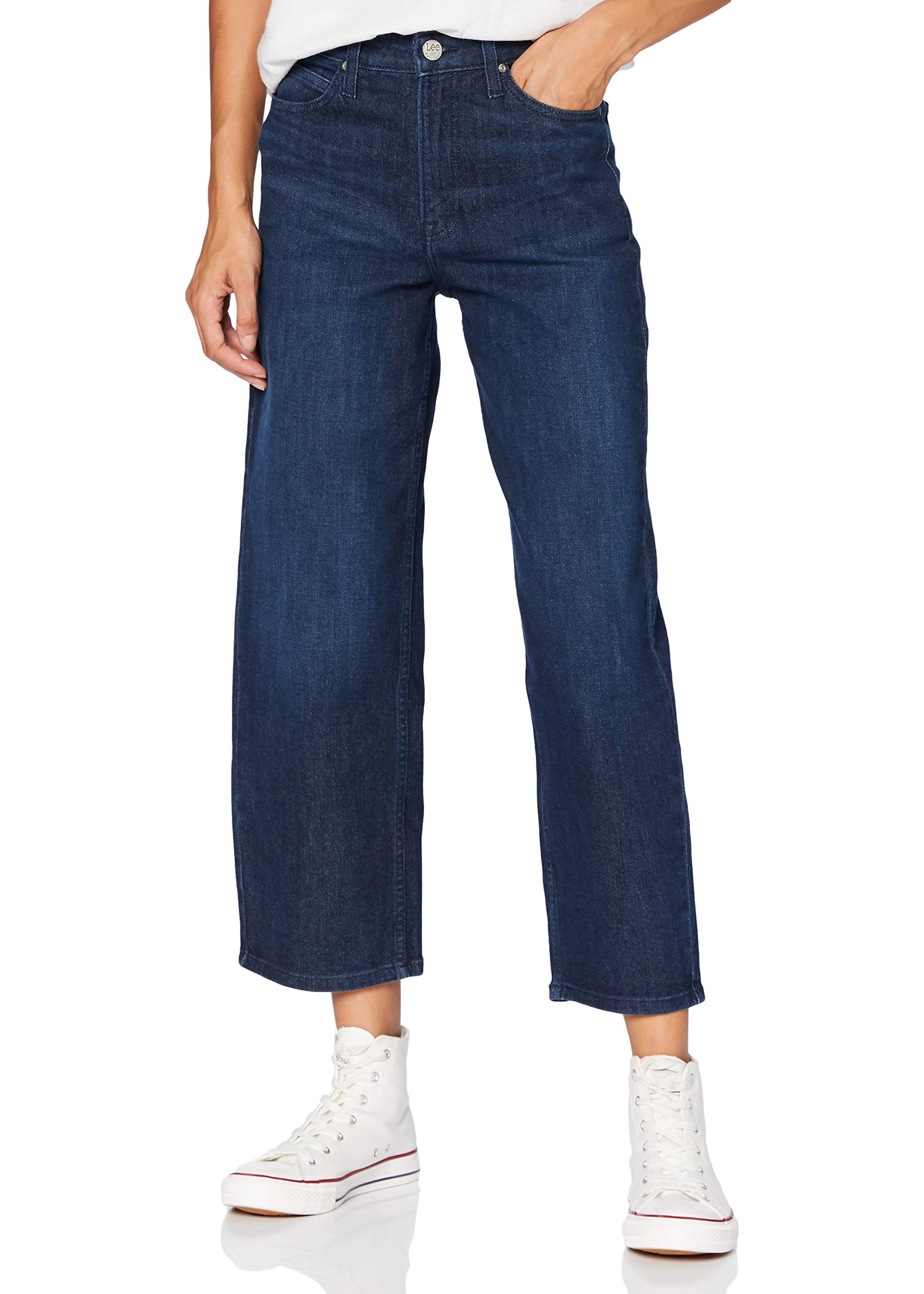 Lee Wide Leg Jean Droit Femme Bleu Foncé Large