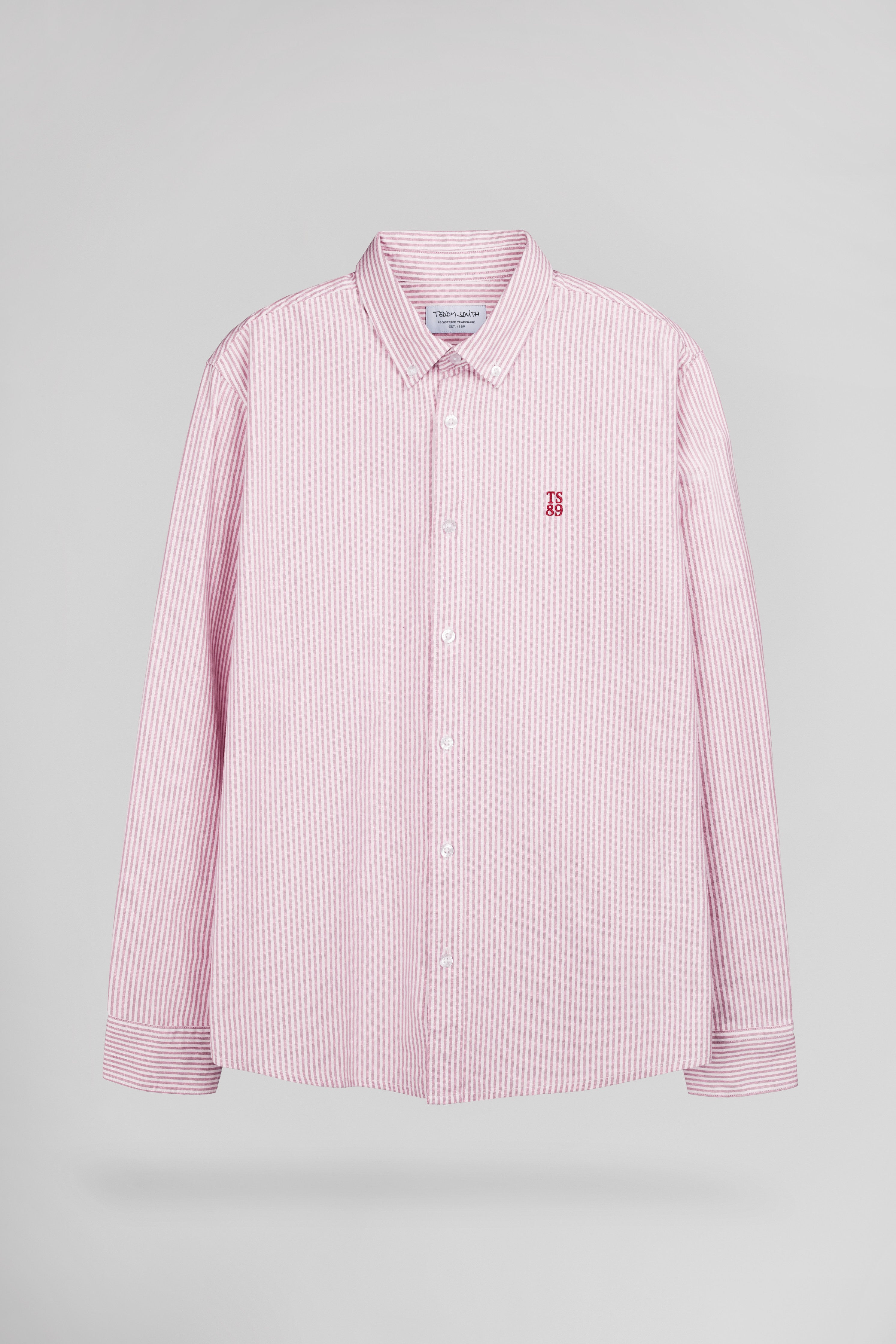 Teddy Smith C-Stanley ML chemise homme rouge rayures oxford