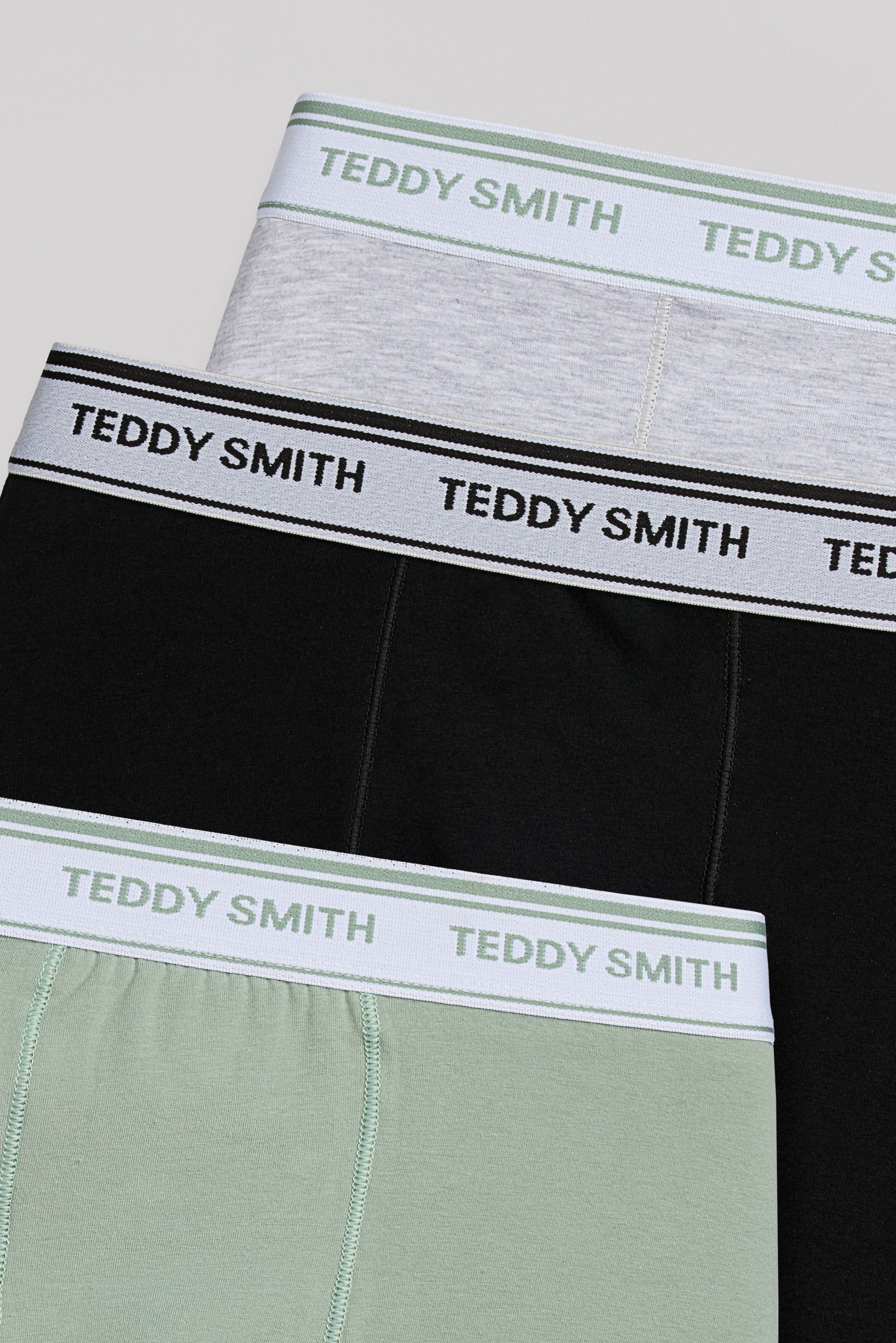 Teddy Smith boxer homme lot 3 noir vert gris coton