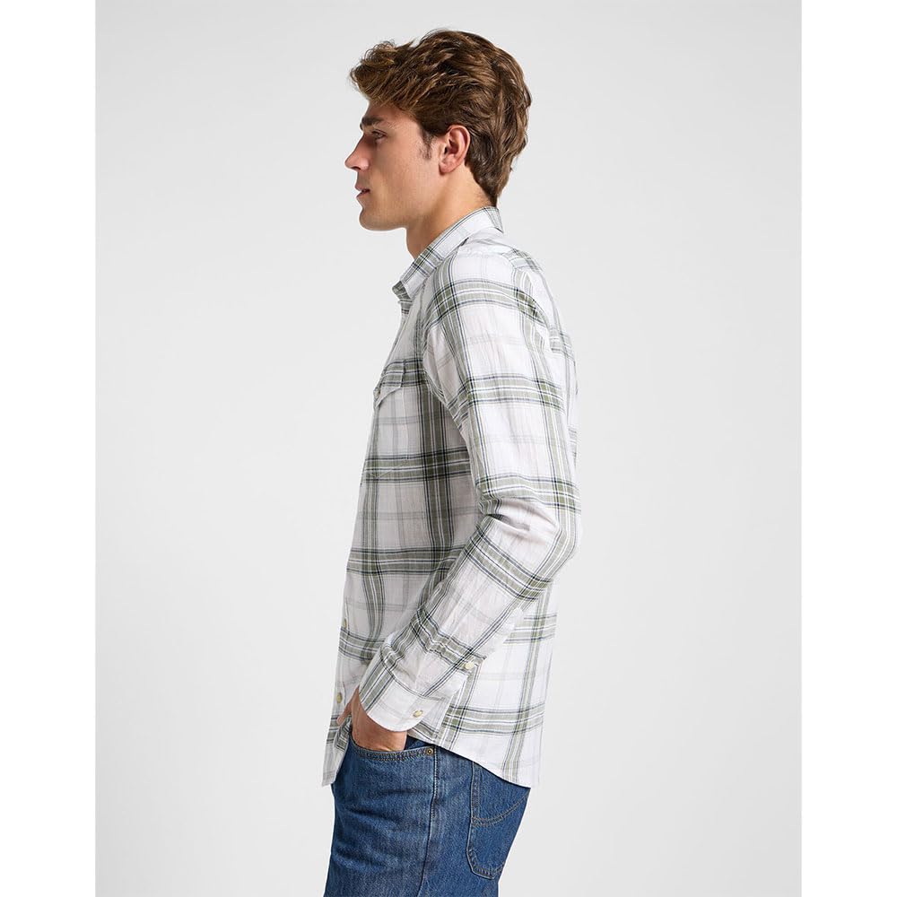 Lee Clean Western Shirt chemise homme M carreaux blanc bleu