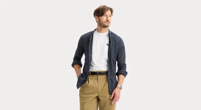 Dockers Oxford chemise homme bleue slim manches longues