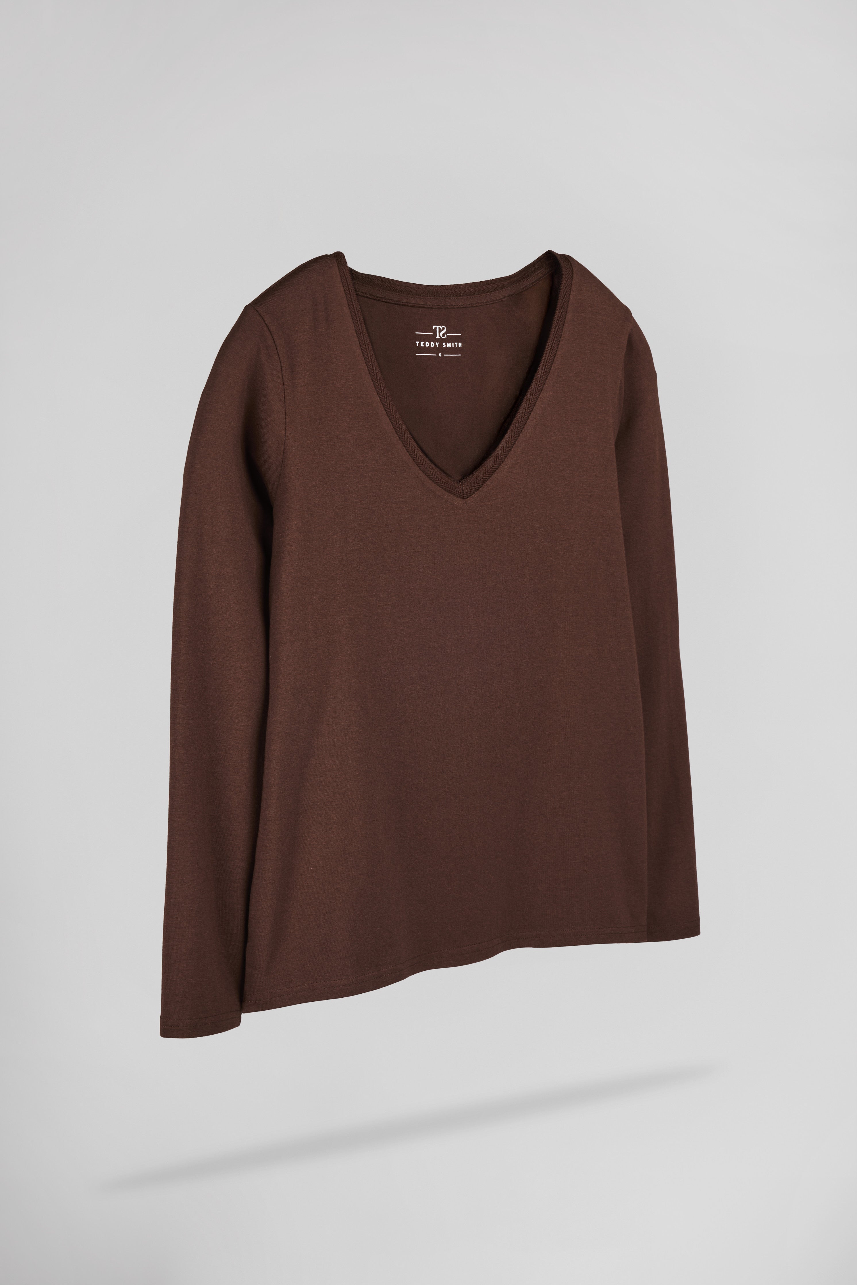 Teddy Smith T-Miana ML t-shirt col V chocolat