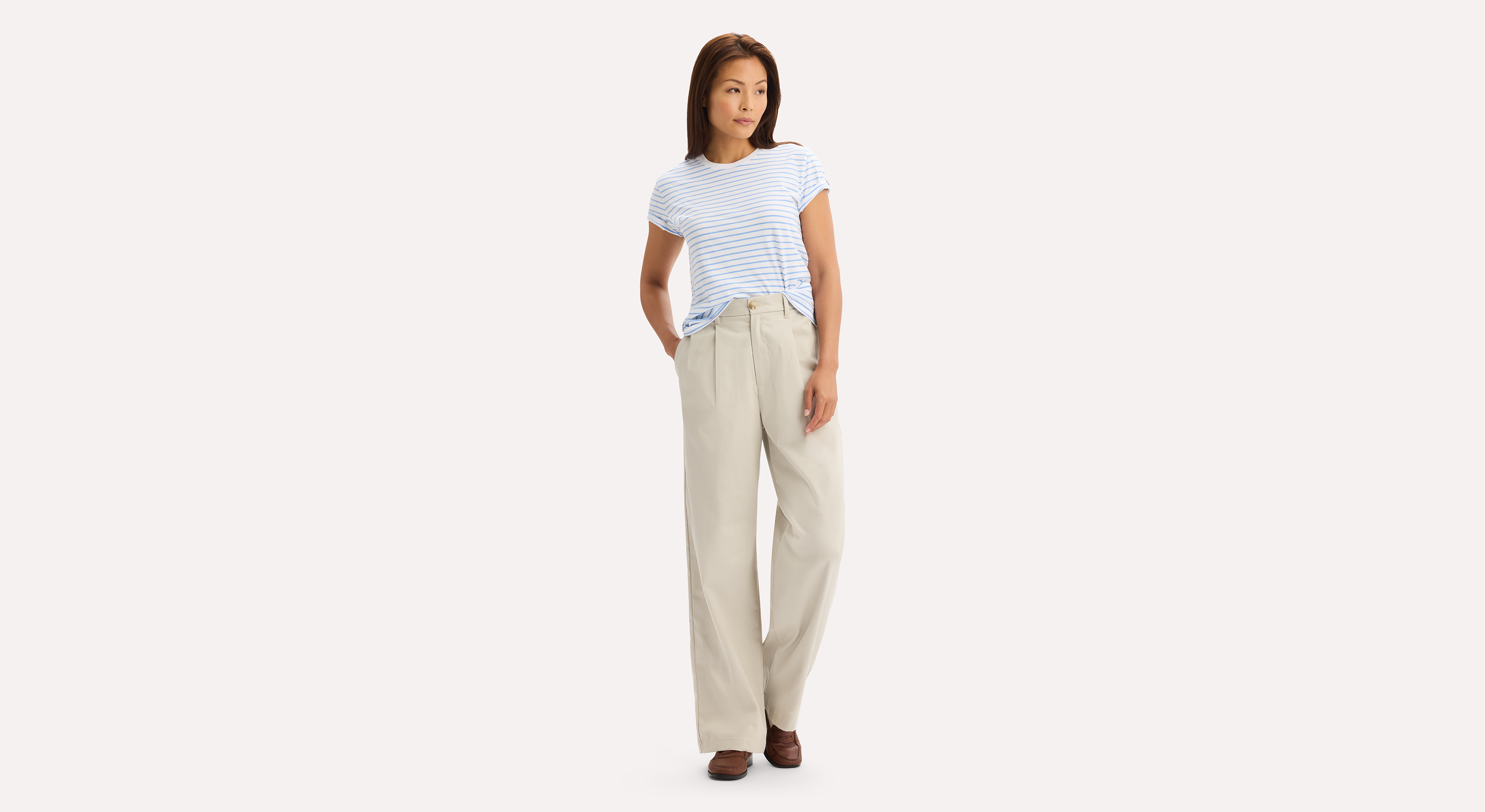 Dockers Signature Iron Free khaki large gris femme taille haute