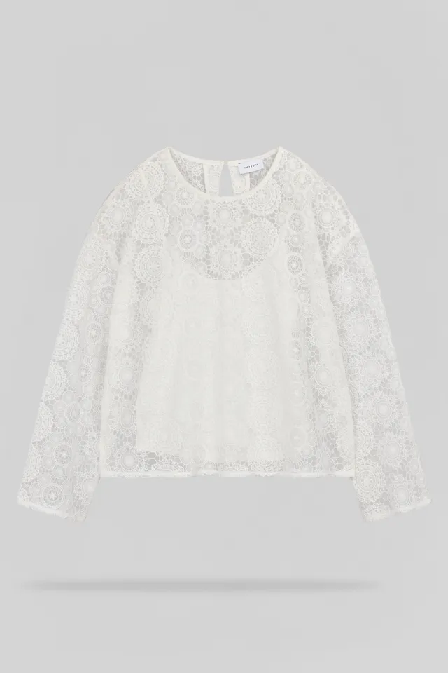 TEDDY SMITH T-Maël top tulle brodé femme blanc