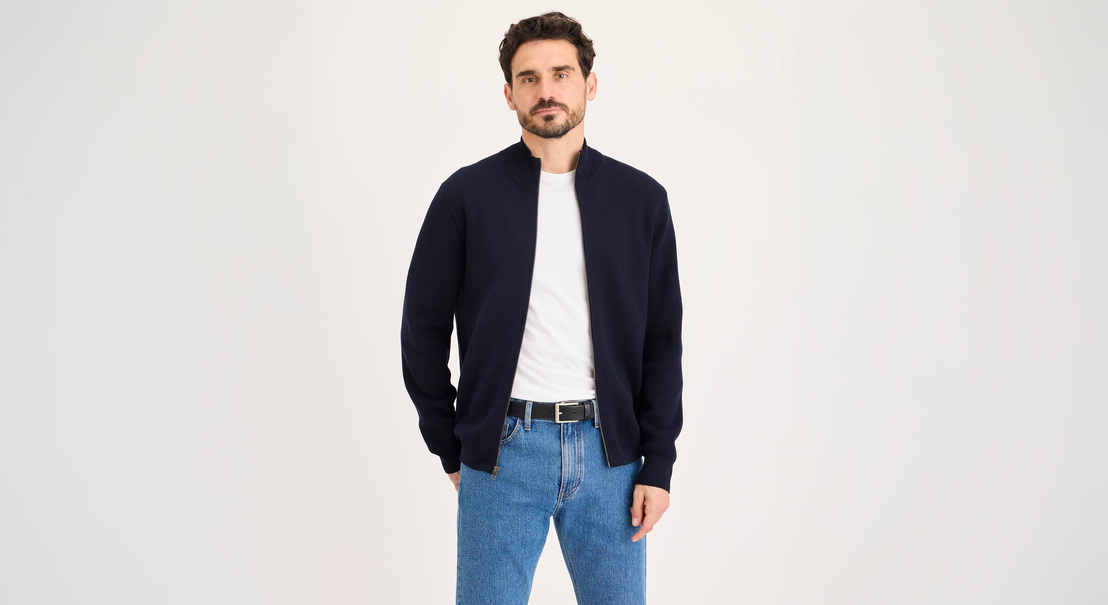 Dockers Full-Zip Sweater pull zippé bleu marine coupe regular