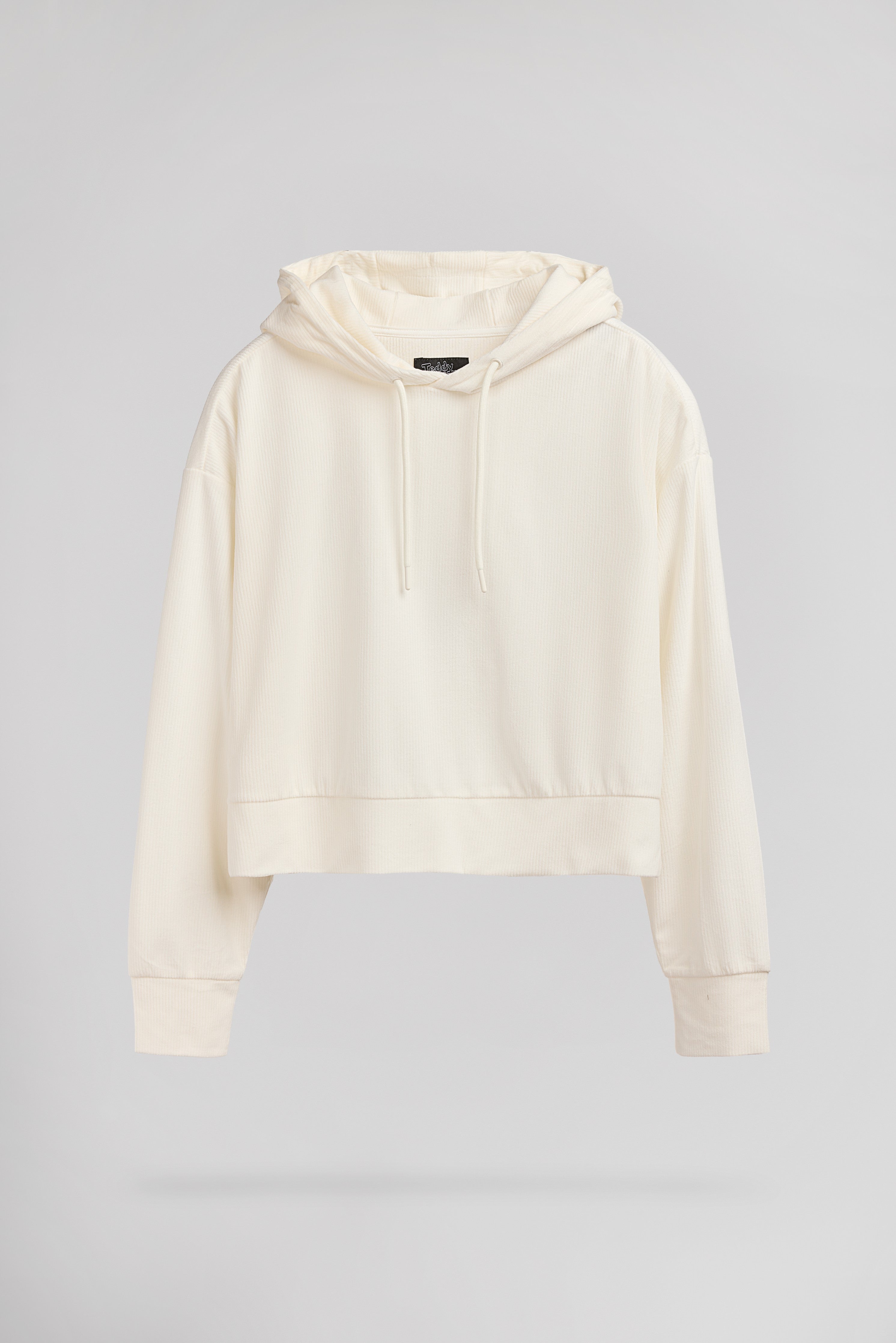 Teddy Smith S-Velt Hoody sweat crop velours blanc