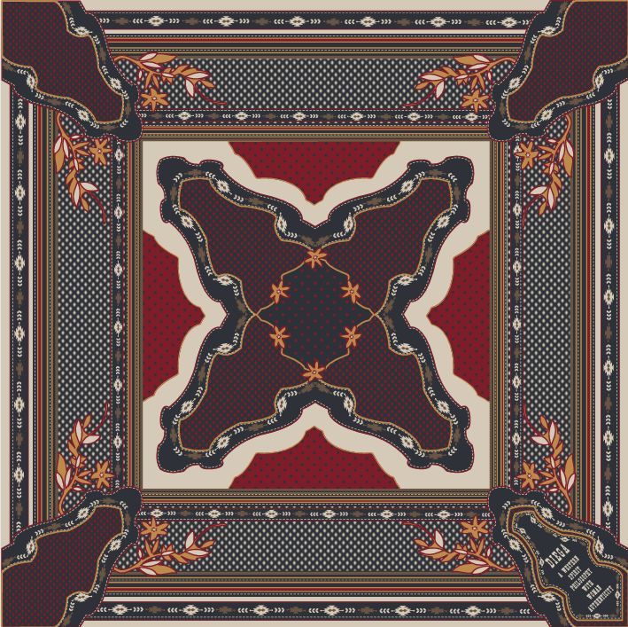 Diega Fareo foulard rouge marine à franges