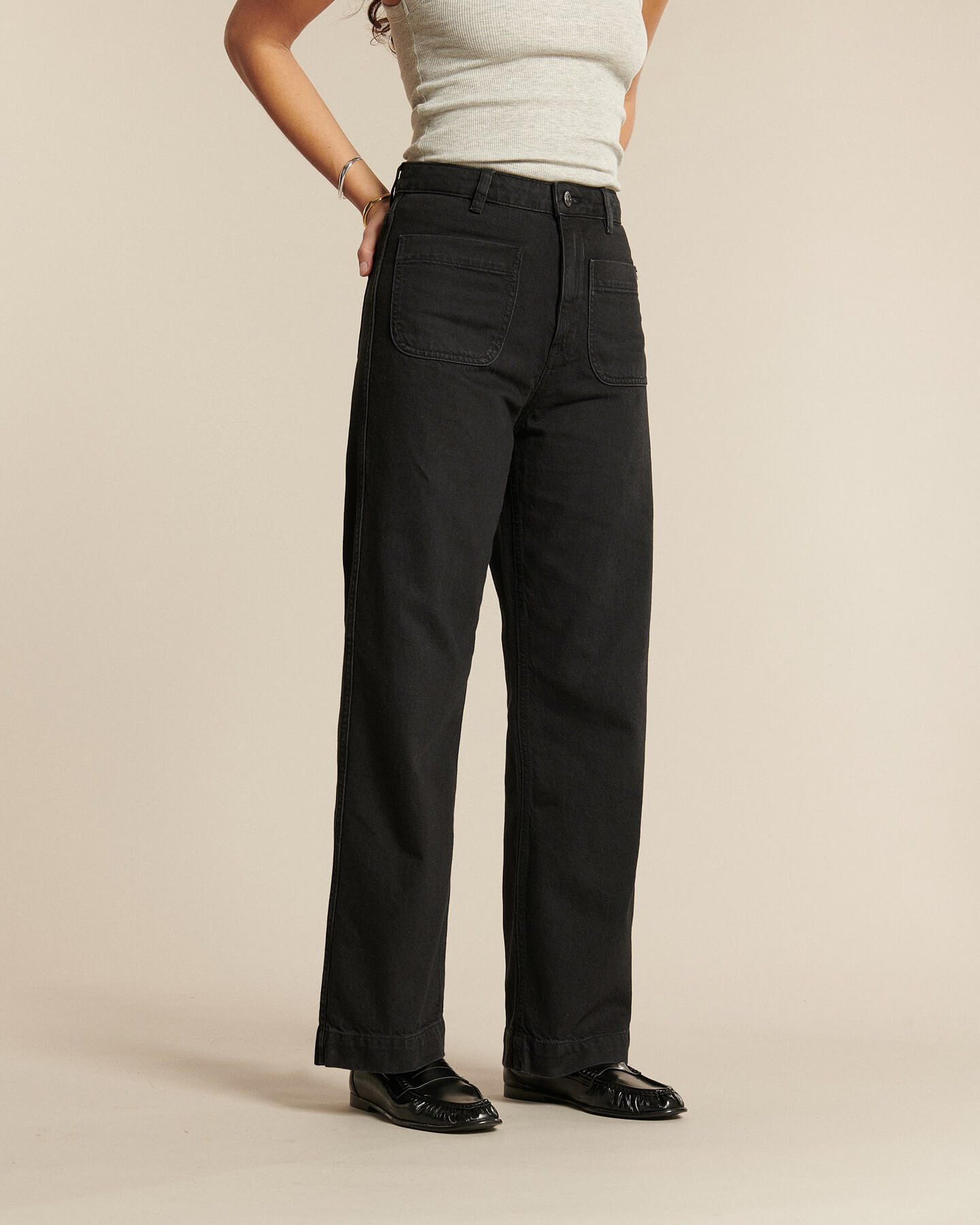 Labdip Samuel jean taille haute gris foncé coton