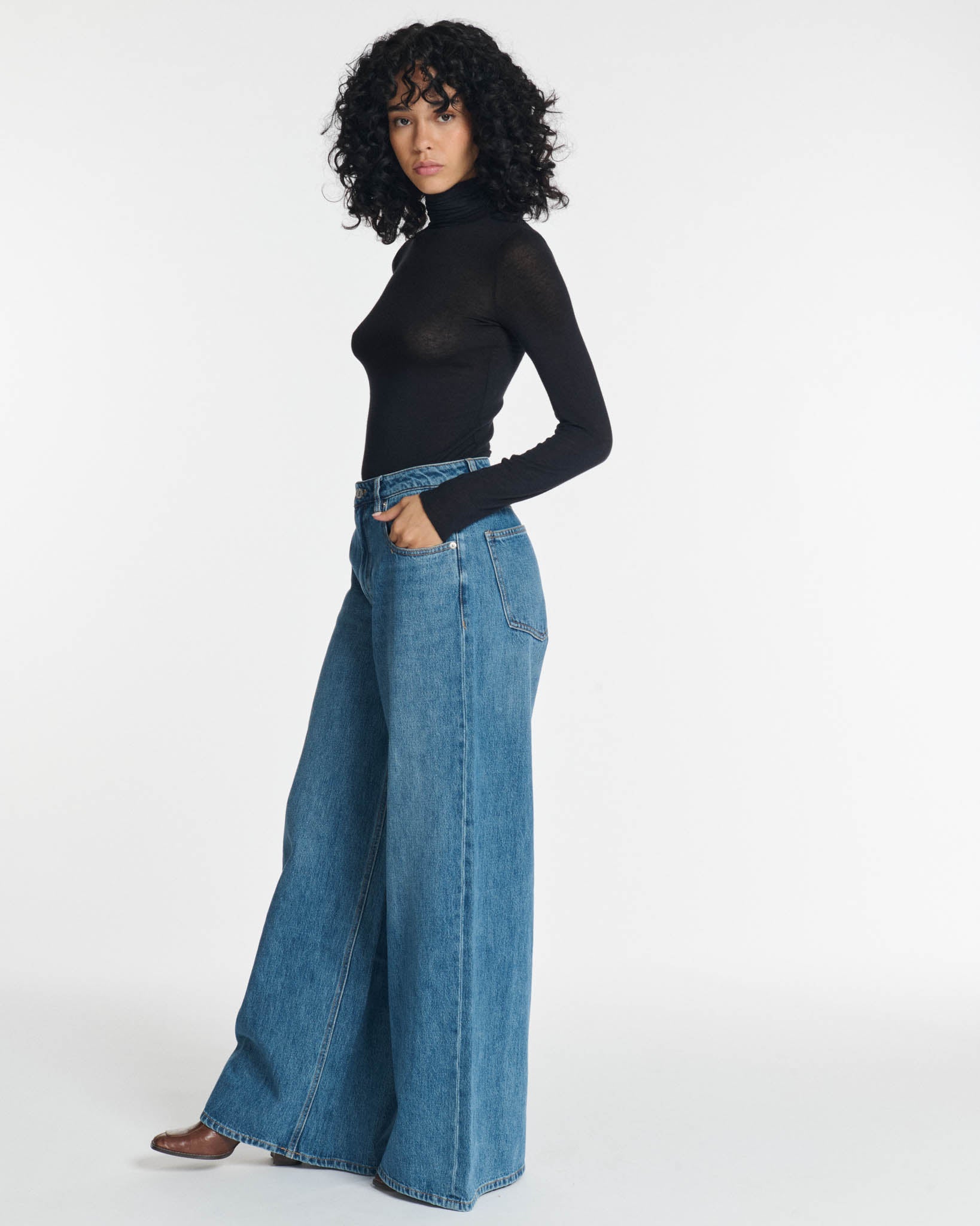 Labdip York Denim IN 30 Mid Blue jean wide leg coton
