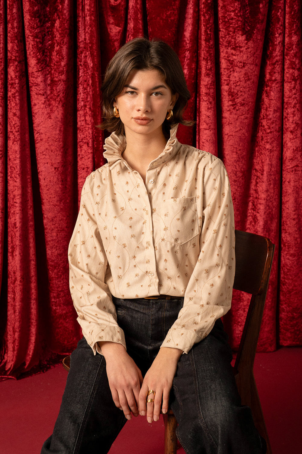 Maison Onado Napoline chemise velours crème coton