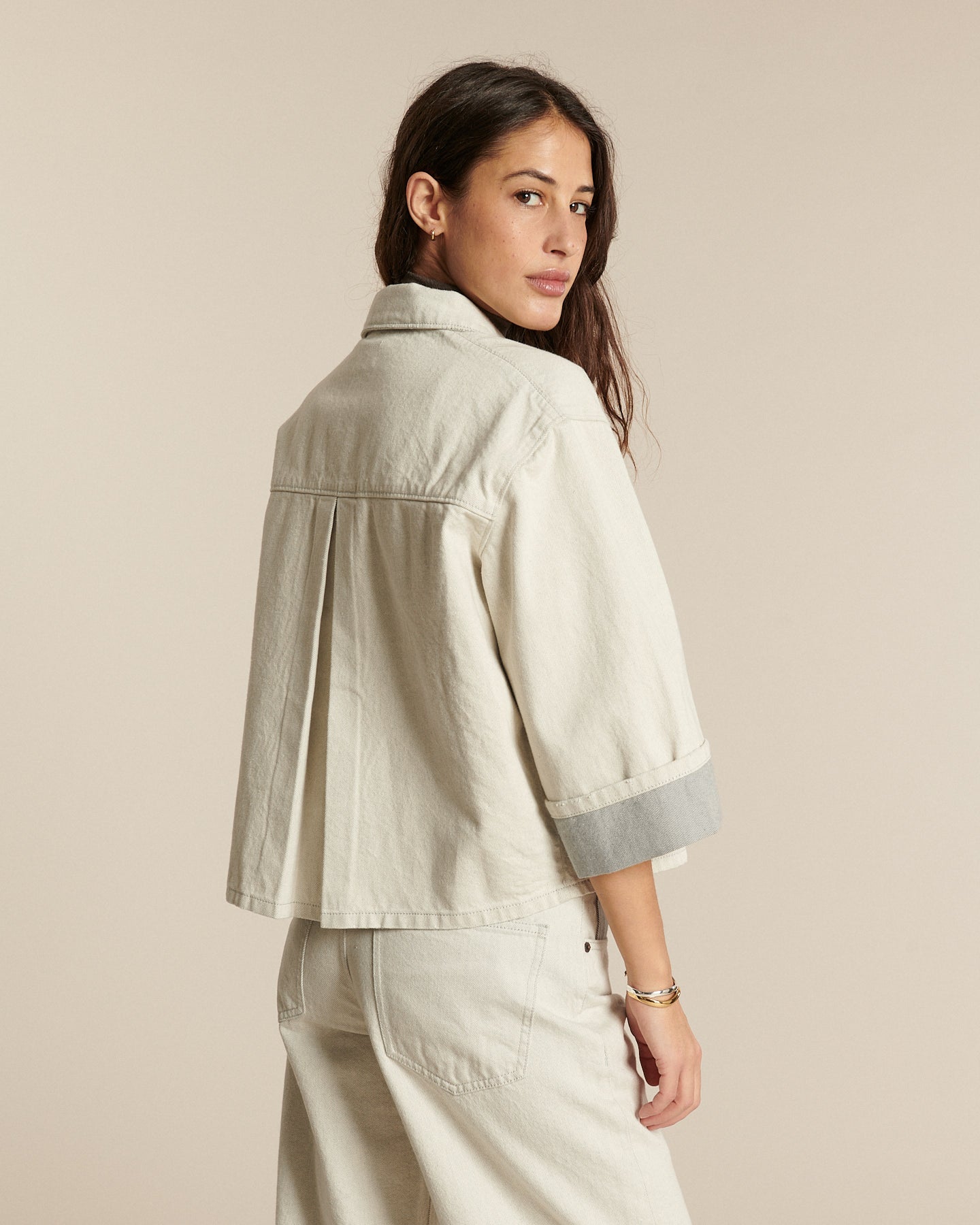 Labdip Belem veste en jean courte undyed granit coton