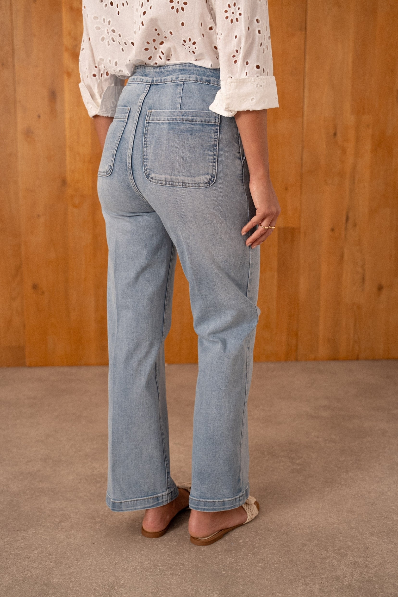 Maison Onado Lumina jean wide leg bleu clair coton