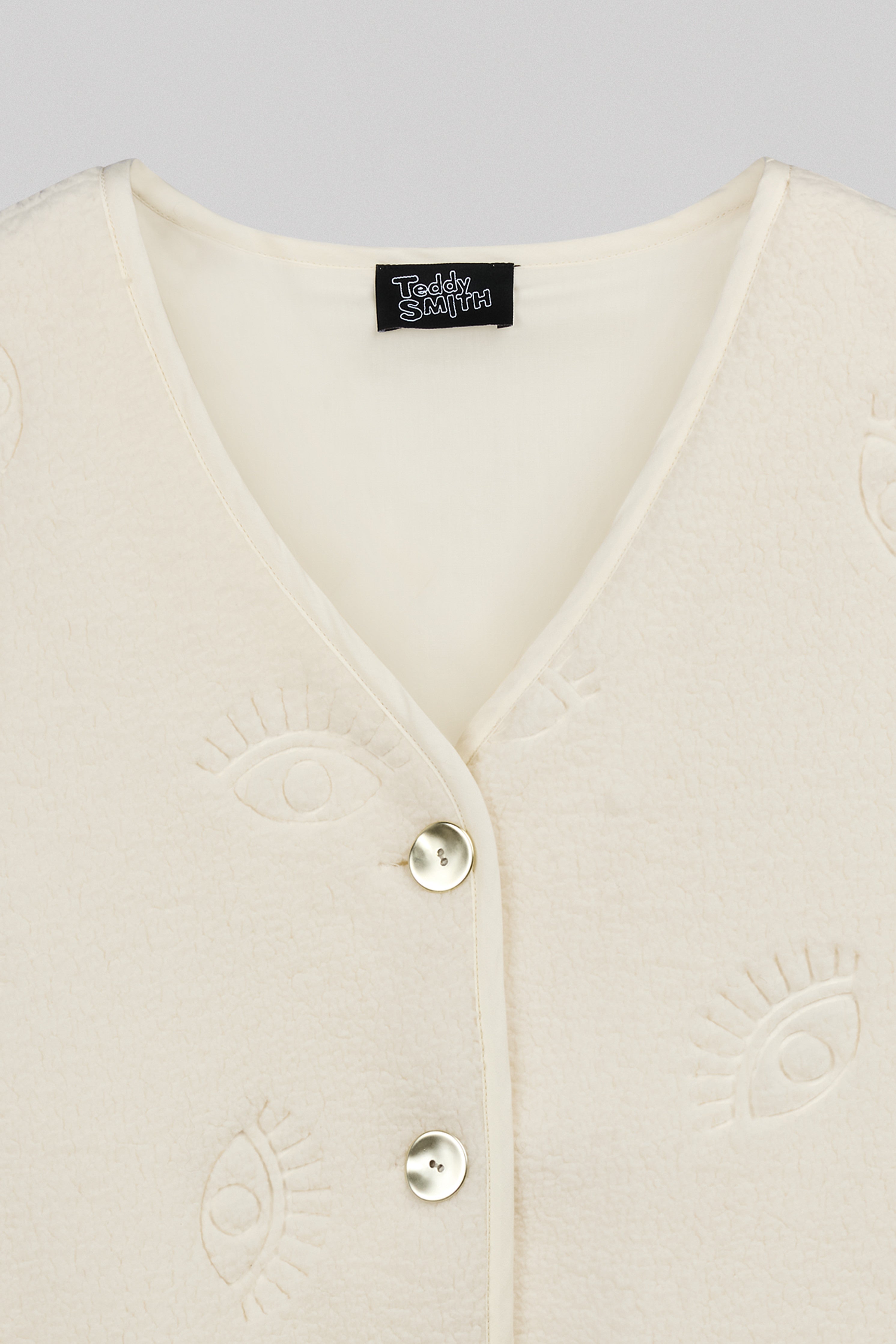 Teddy Smith G-Eyes gilet sans manches blanc cassé femme sherpa