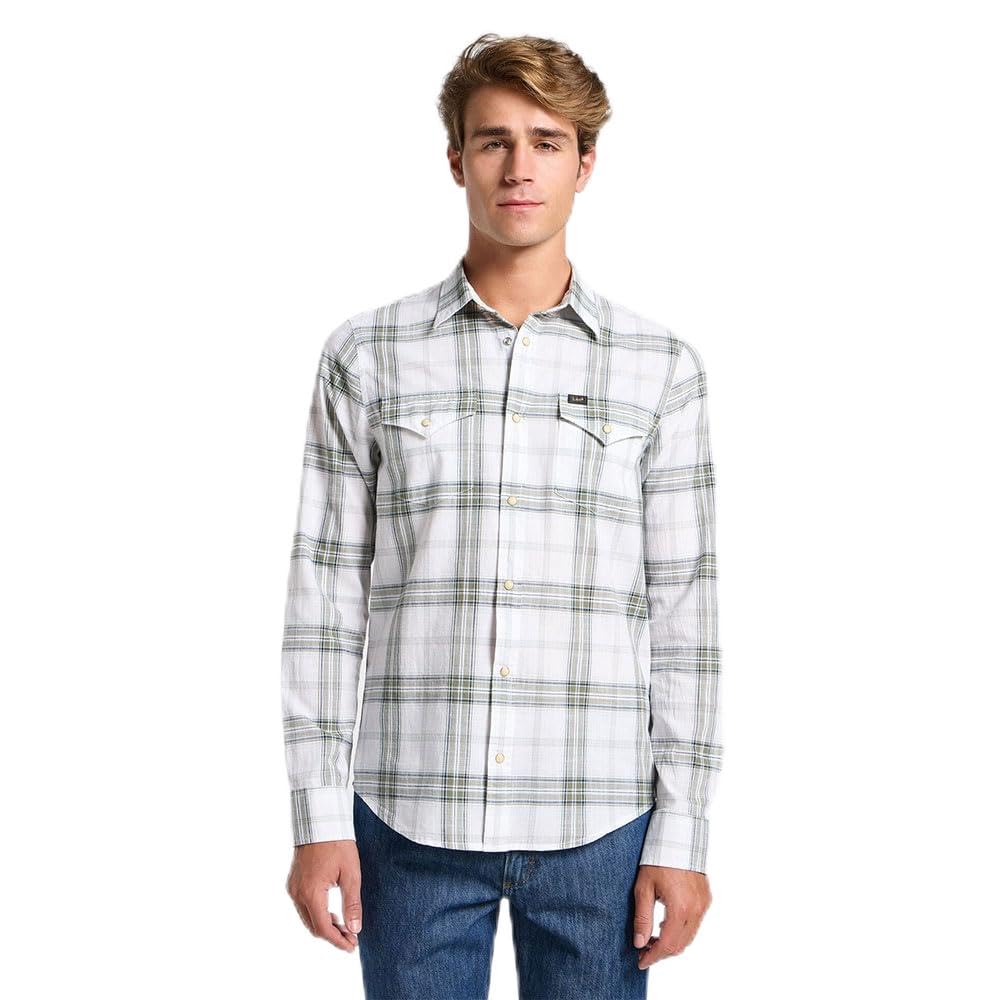 Lee Clean Western Shirt chemise homme M carreaux blanc bleu
