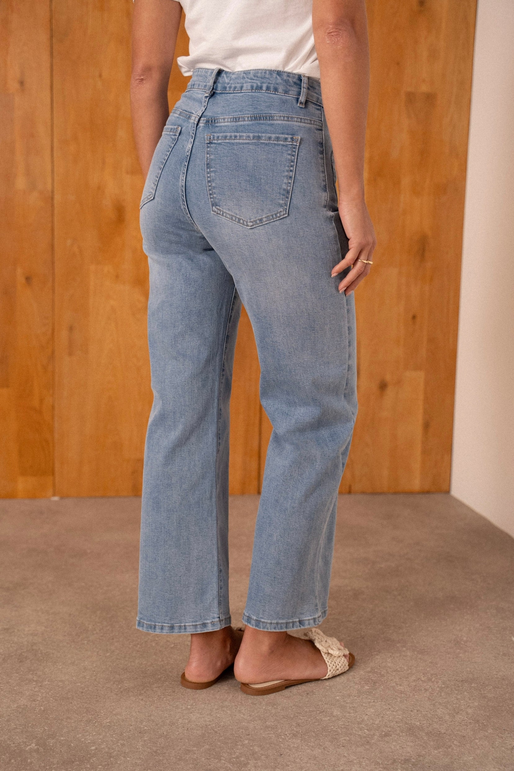Maison Onado Amore jean wide leg bleu moyen poches cœur