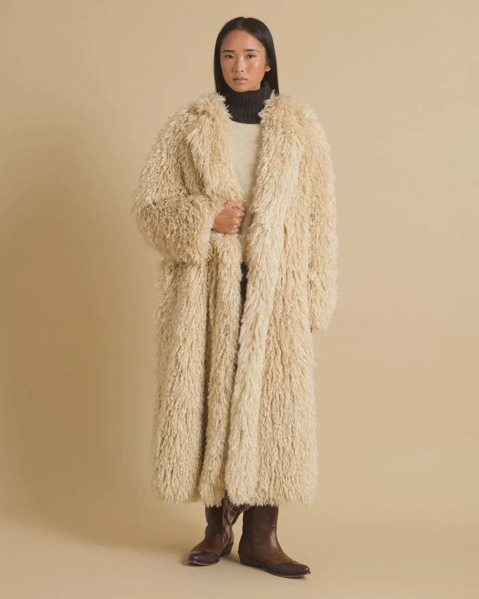 DIEGA MALIO manteau fausse fourrure écru