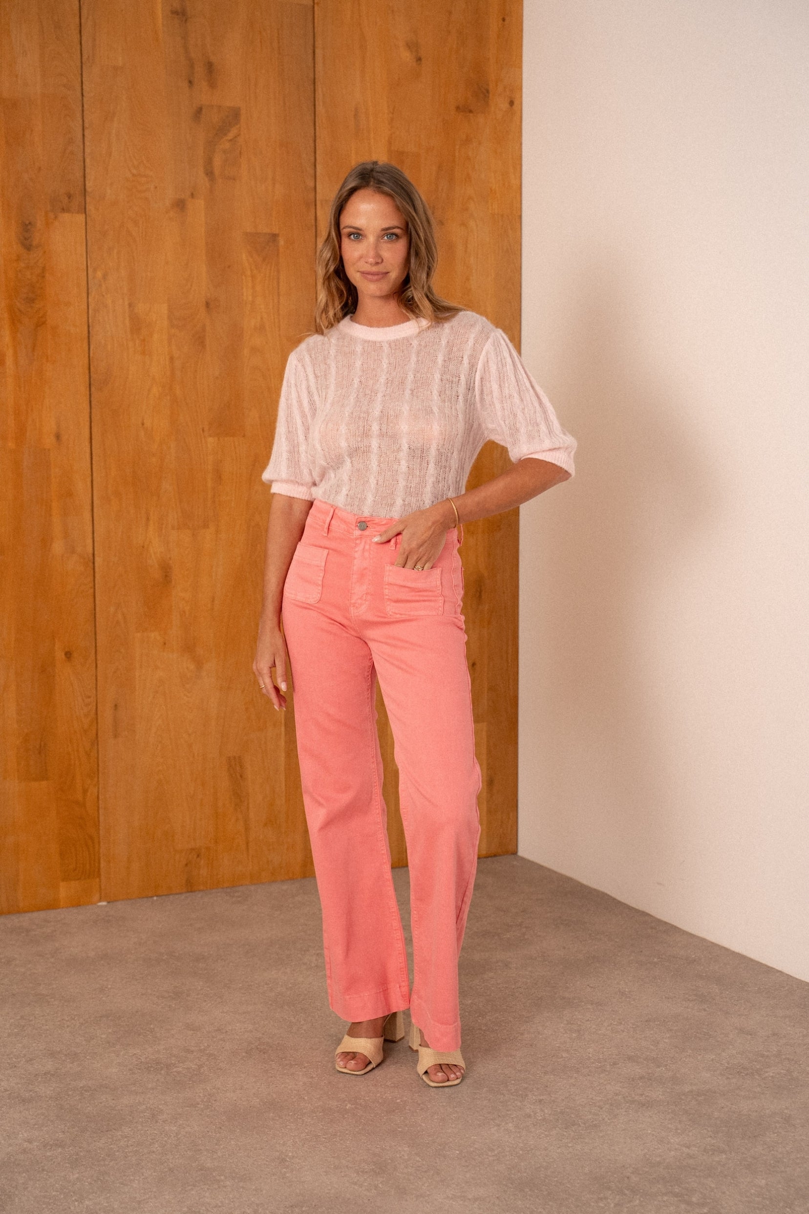Maison Onado Filina jean flare corail coton stretch